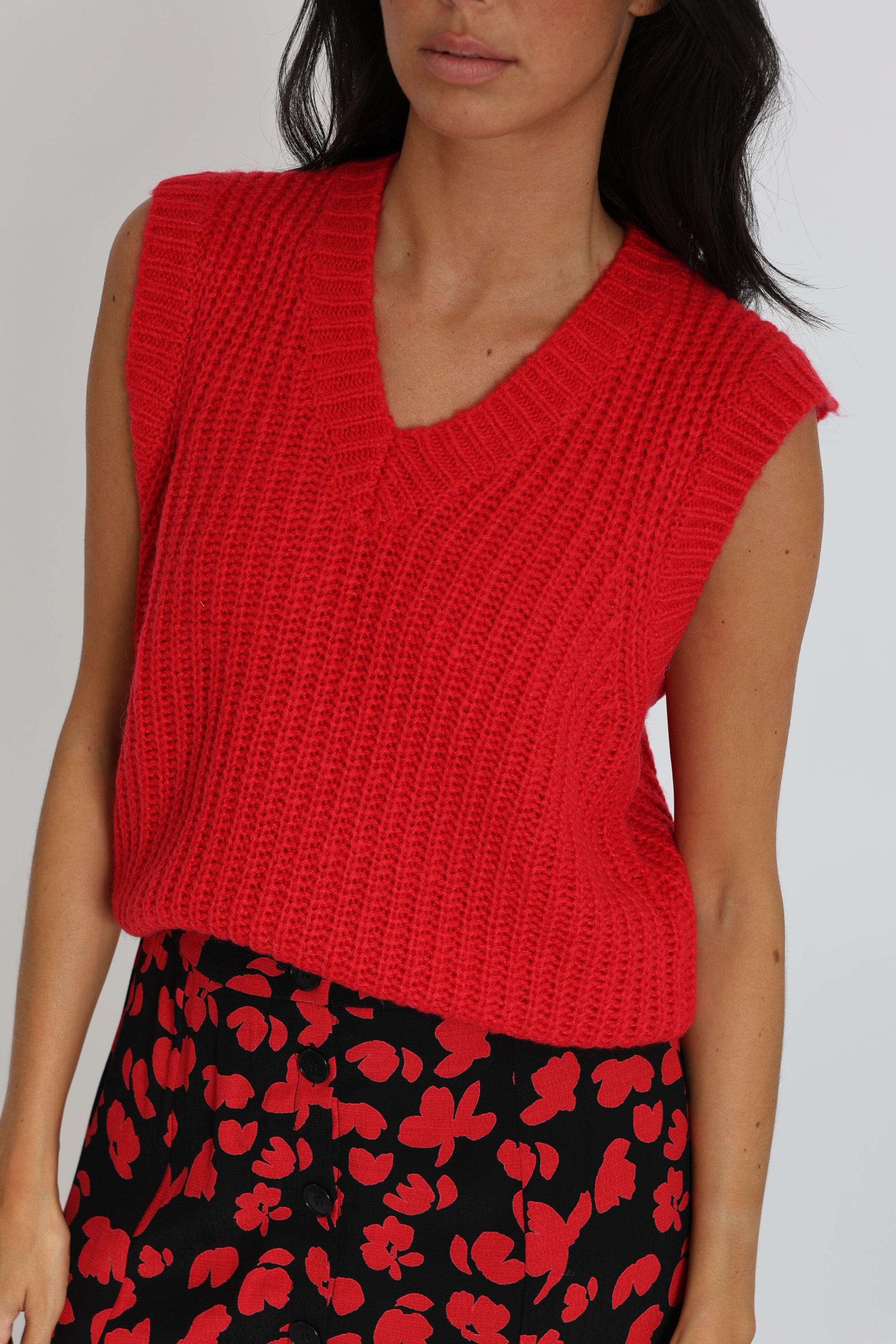 PULL COL V LANA ROUGE PULL KOOKAI Mode Kookai