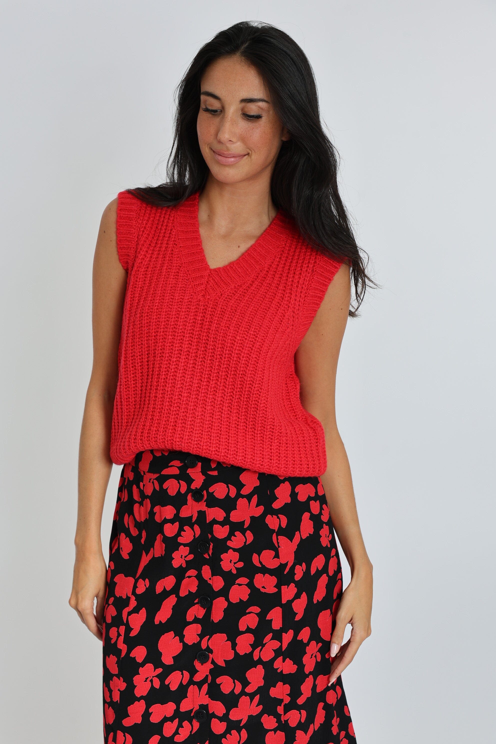 PULL COL V LANA ROUGE PULL KOOKAI Mode Kookai