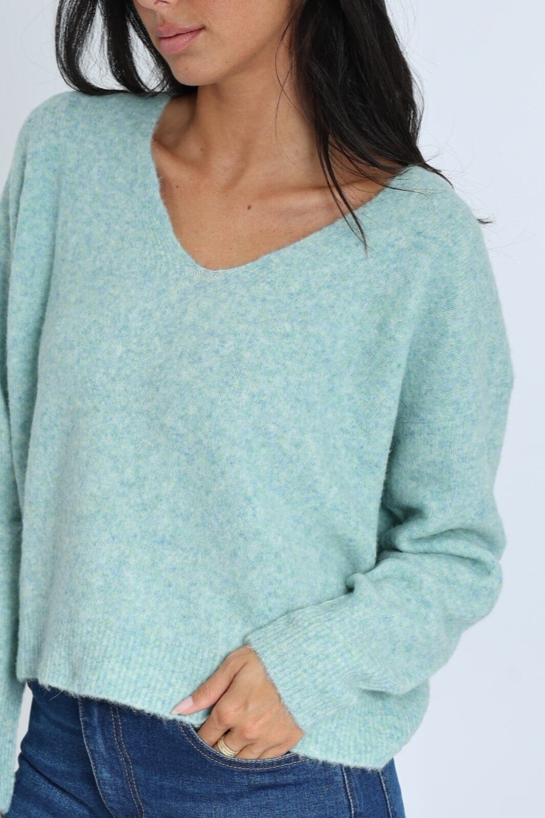 PULL COL V LIZA GREEN PULL KOOKAI Mode Kookai