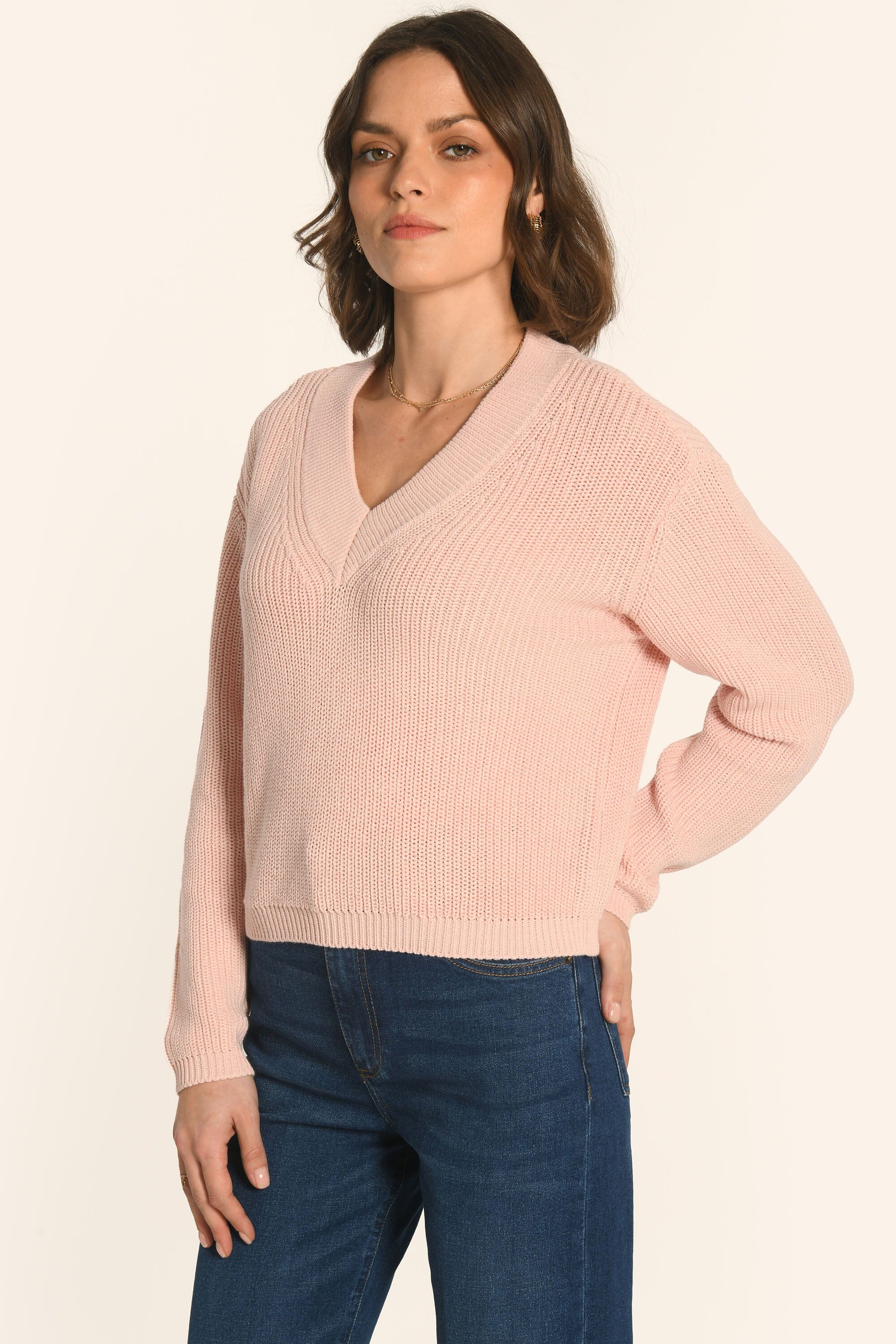 PULL COL V - ROSE PALE - ARVID PULL KOOKAI Mode Kookai
