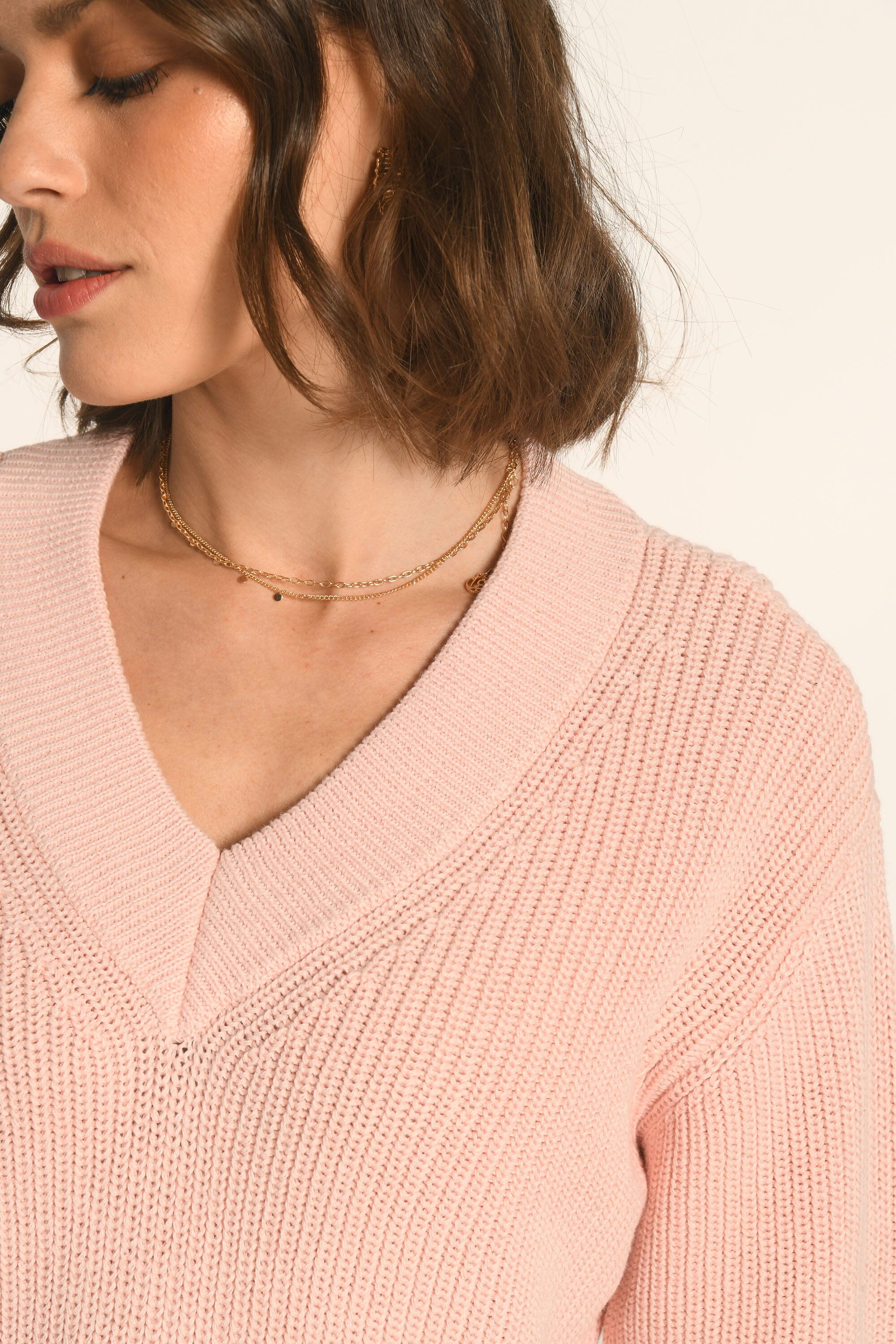 PULL COL V - ROSE PALE - ARVID PULL KOOKAI Mode Kookai