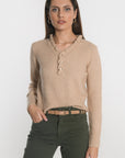 PULL COL V SANDRINE CAMEL PULL KOOKAI Mode Kookai