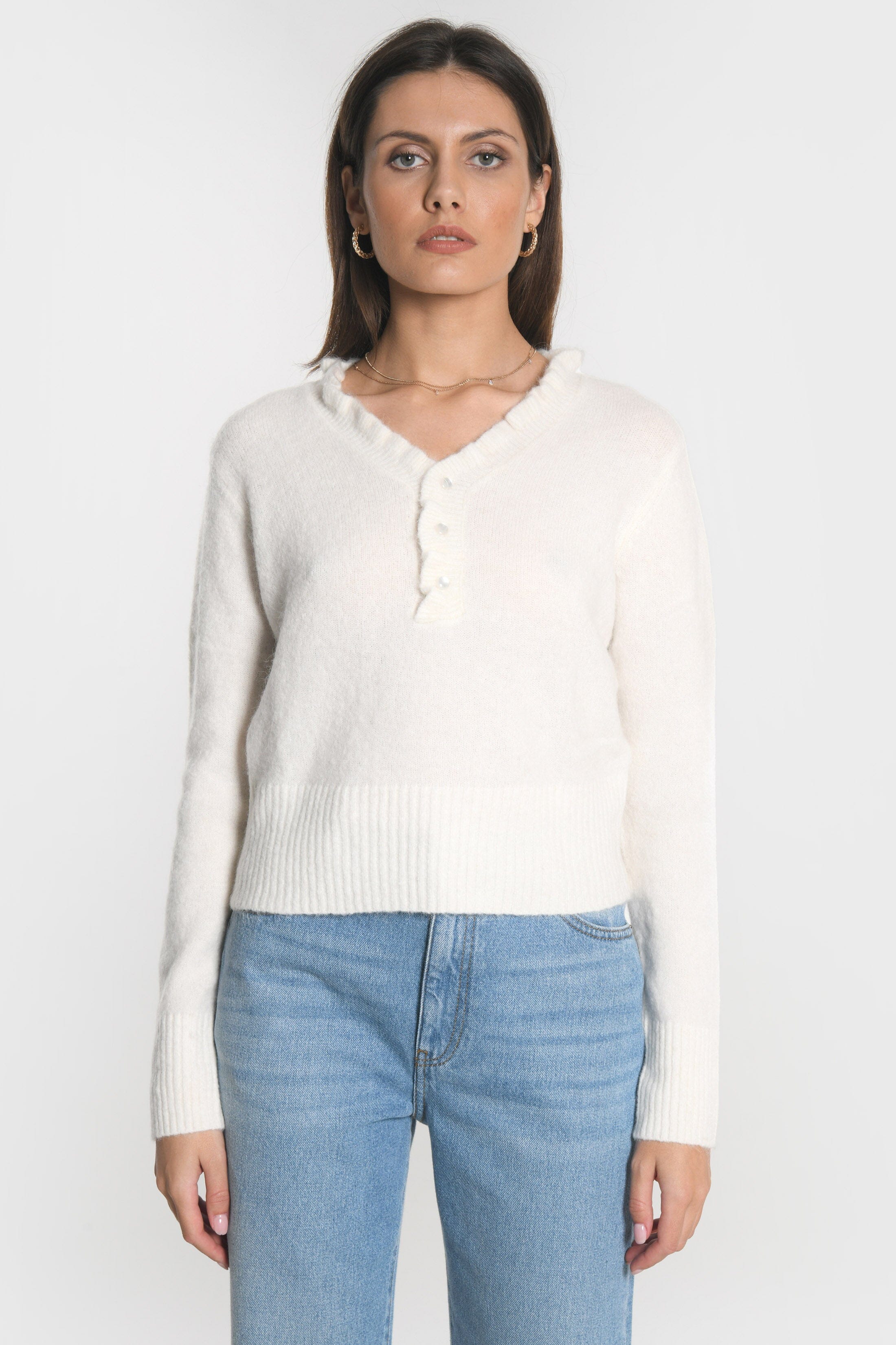 PULL COL V SANDRINE ECRU PULL KOOKAI Mode Kookai