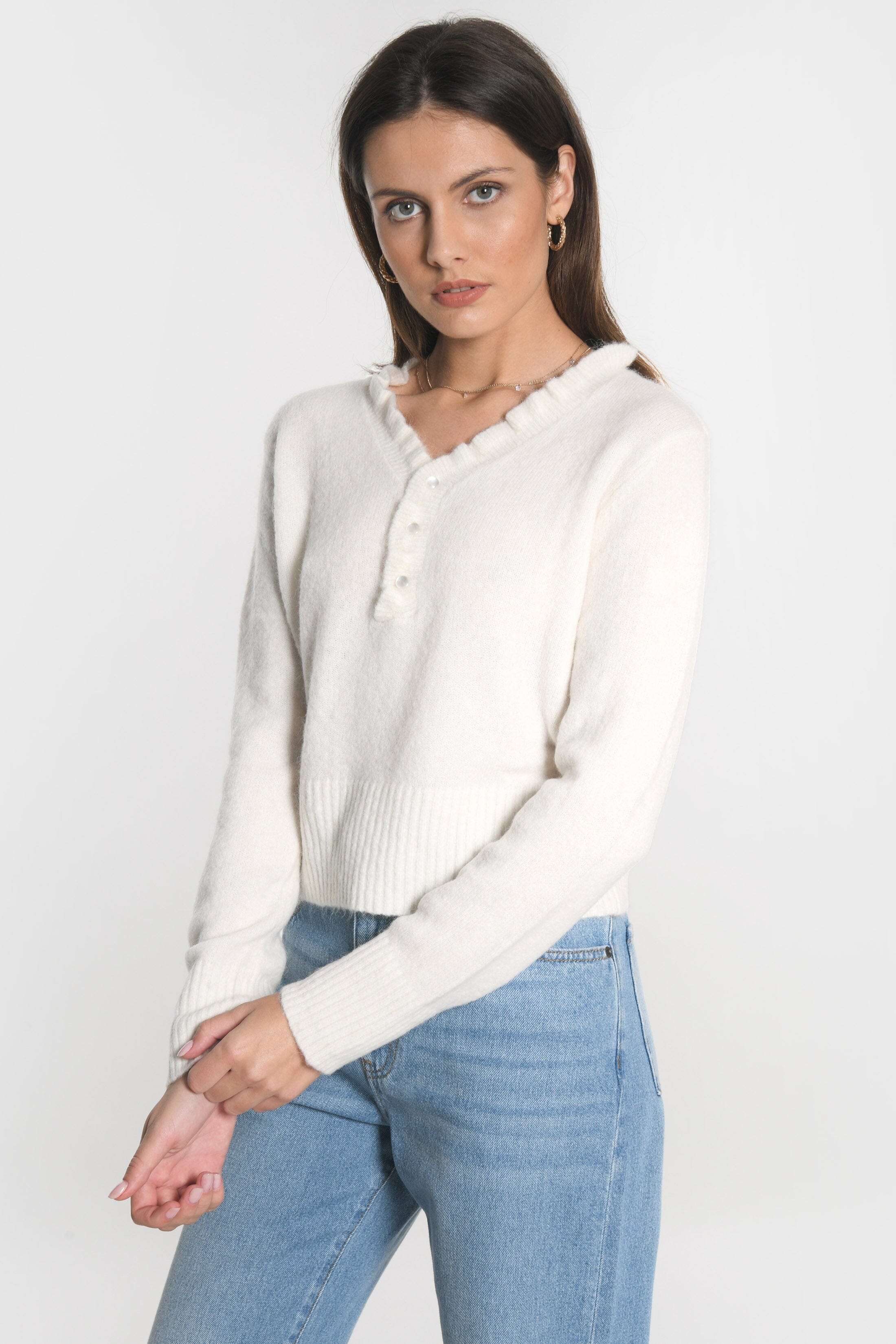 PULL COL V SANDRINE ECRU PULL KOOKAI Mode Kookai
