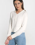 PULL COL V SANDRINE ECRU PULL KOOKAI Mode Kookai