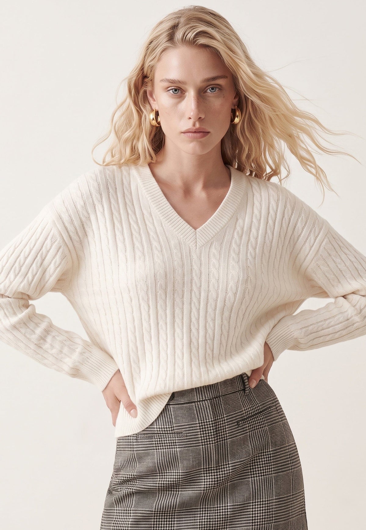 PULL COL V TORSADE - DARI - ECRU PULL NEW KOOKAI Mode Kookai