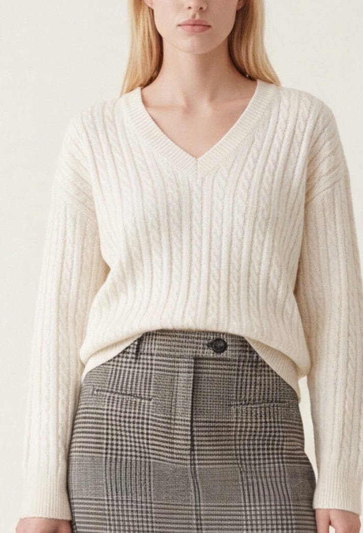 PULL COL V TORSADE - DARI - ECRU PULL NEW KOOKAI Mode Kookai