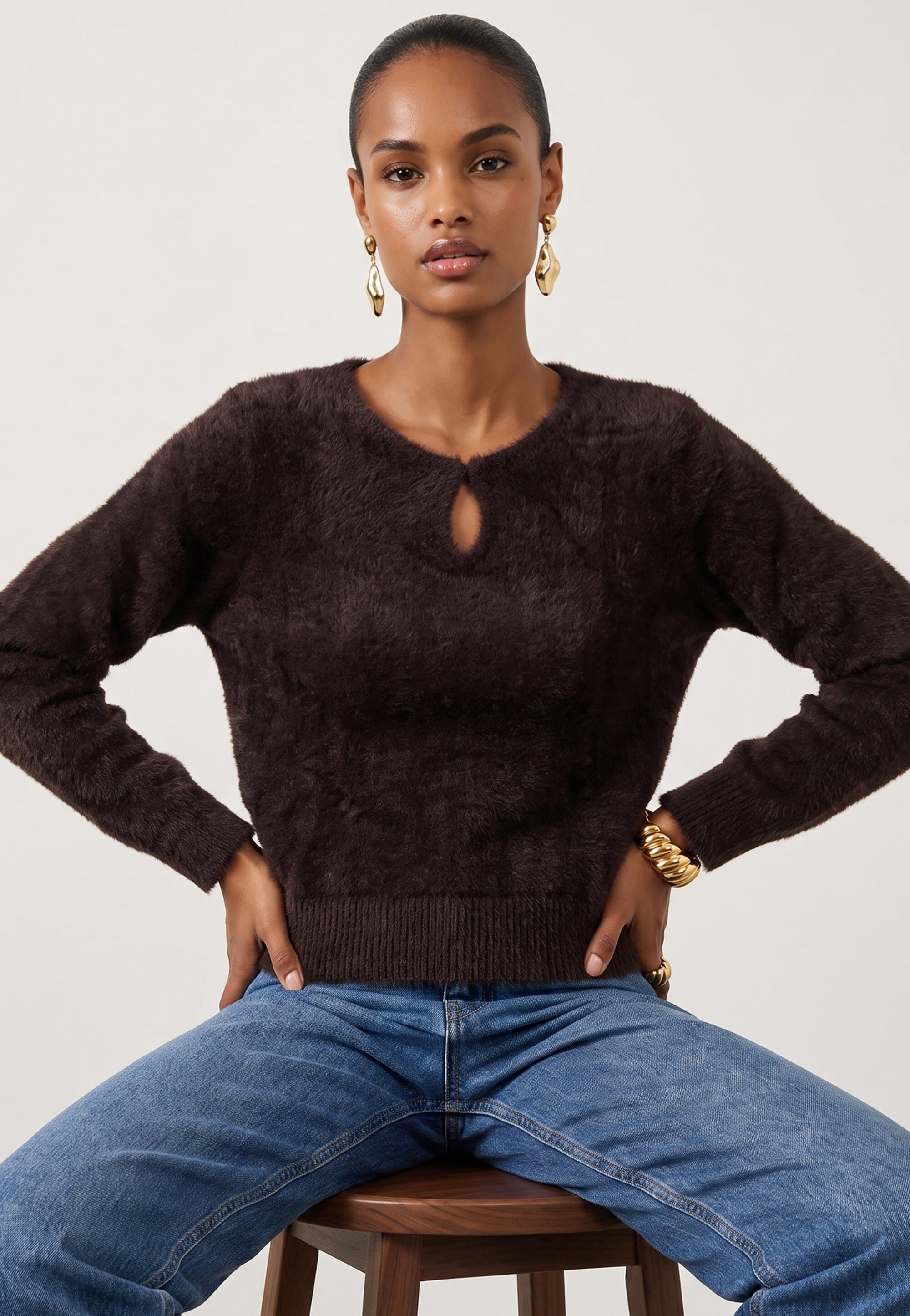 PULL DECOLLETE GOUTE - BELEN - CHOCOLAT PULL NEW KOOKAI Mode Kookai