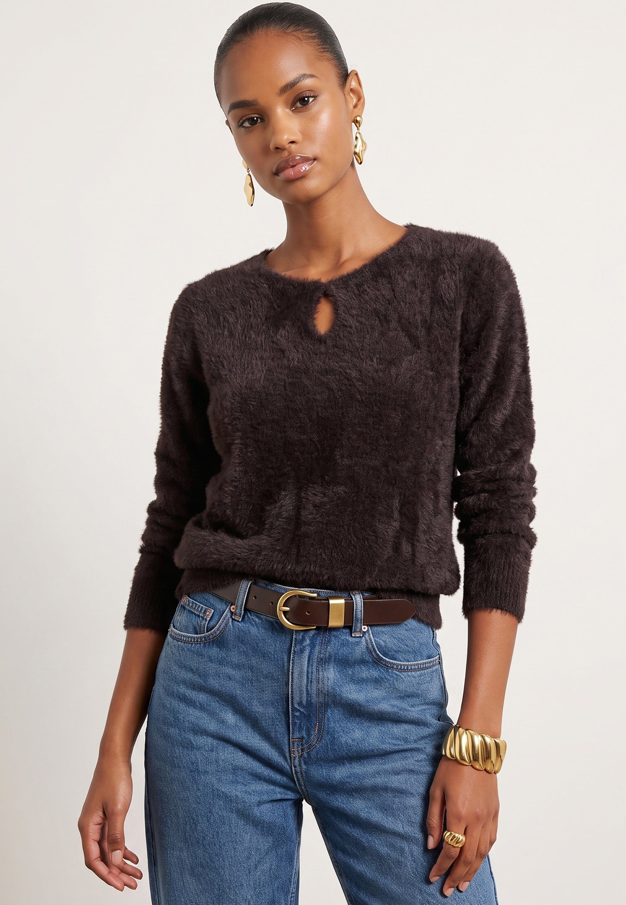 PULL DECOLLETE GOUTE - BELEN - CHOCOLAT PULL NEW KOOKAI Mode Kookai