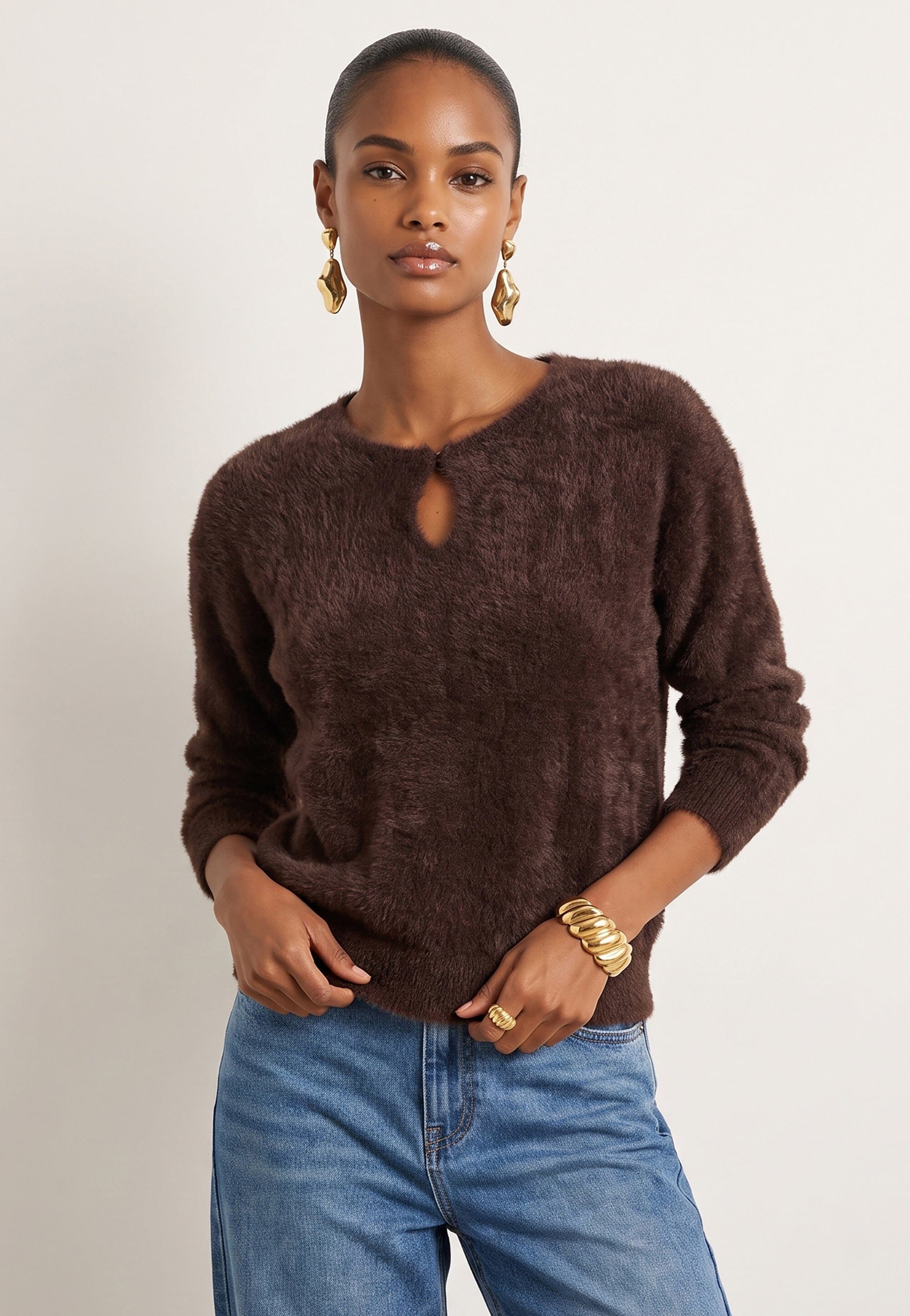 PULL DECOLLETE GOUTE - BELEN - CHOCOLAT PULL NEW KOOKAI Mode Kookai