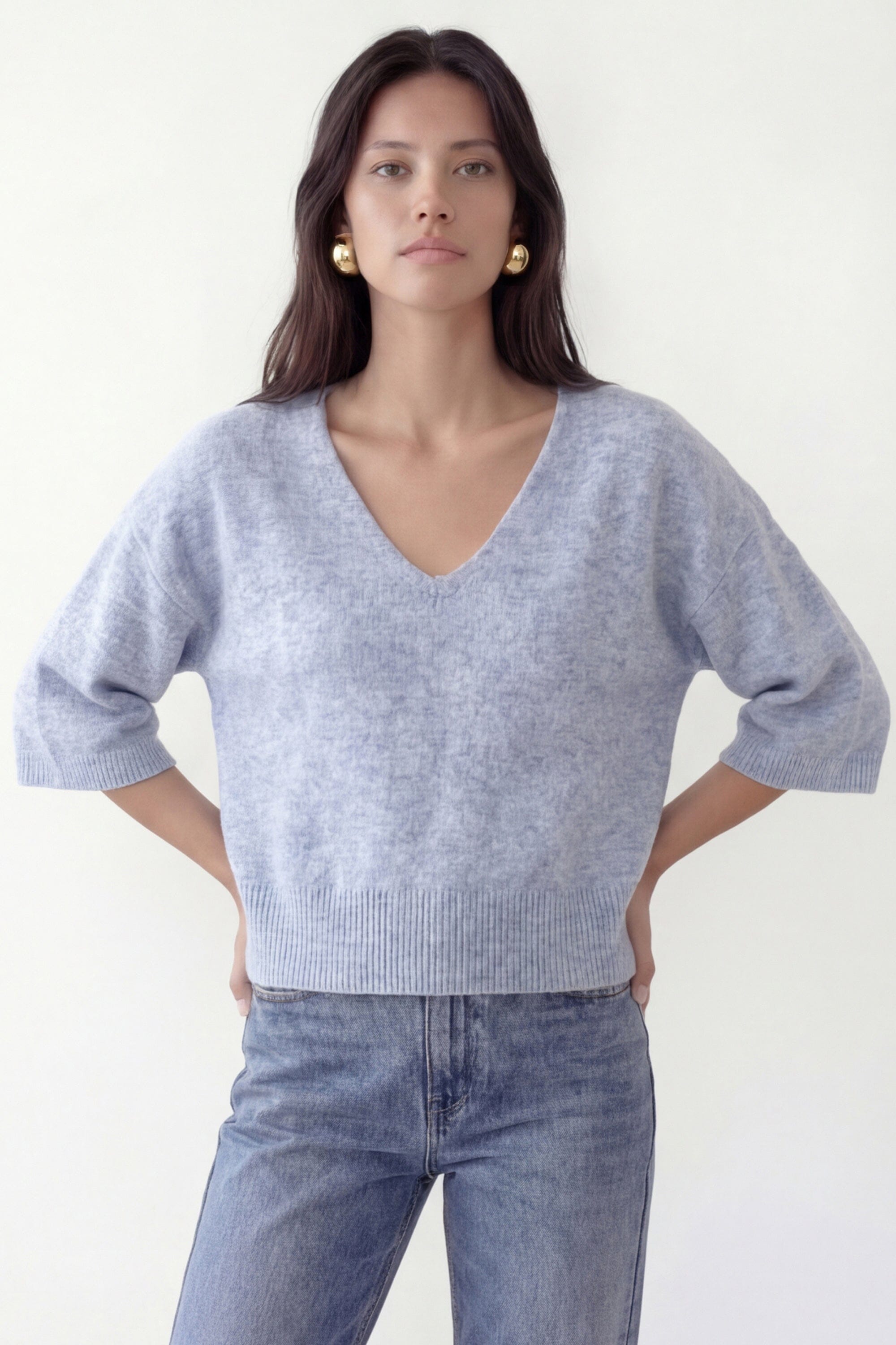 PULL LOOSE - BRUNO - CIEL CHINÉ PULL NEW KOOKAI Mode Kookai