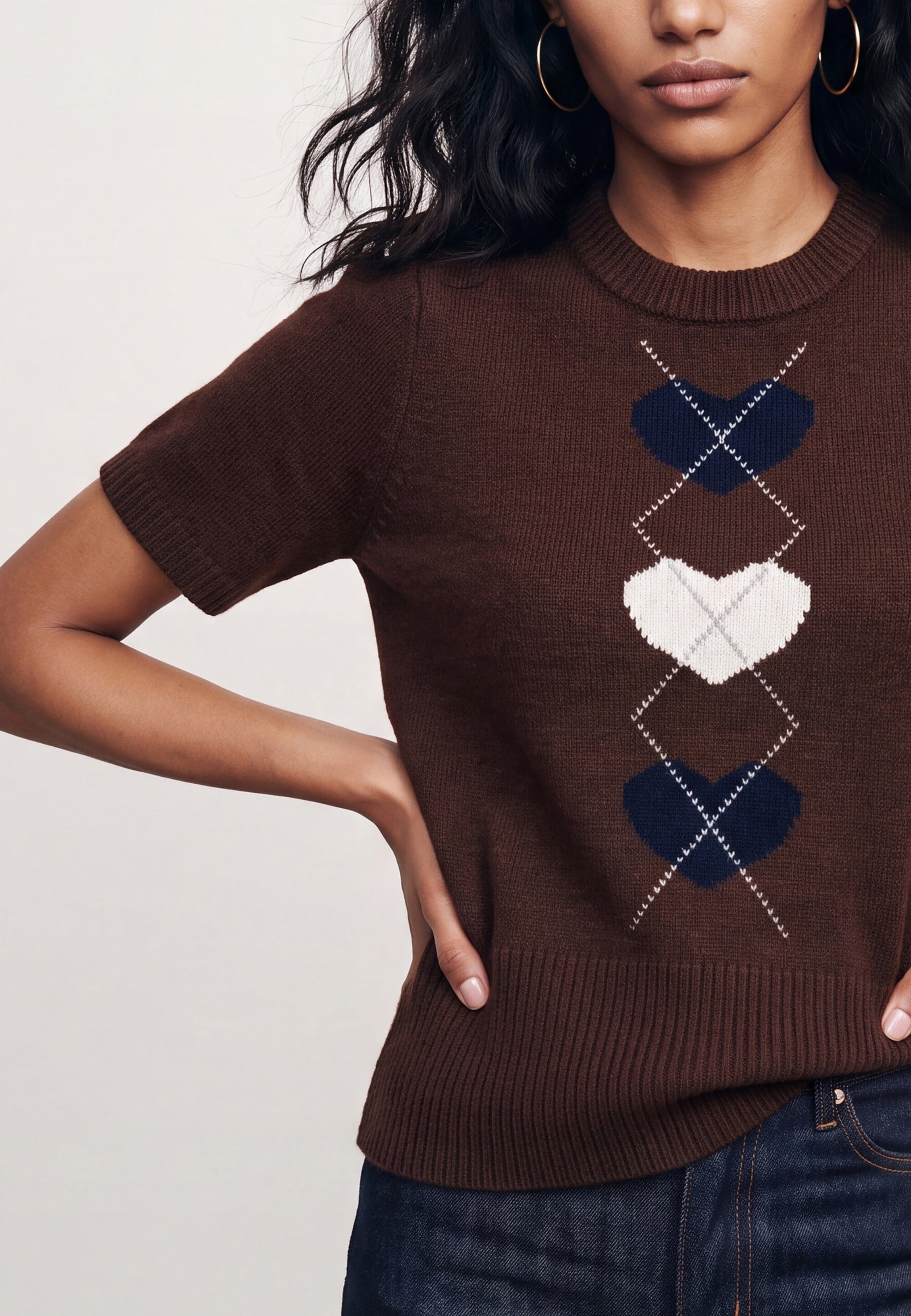 PULL MANCHES COURTES - DARLINGTON - CHOCOLAT PULL NEW KOOKAI Mode Kookai