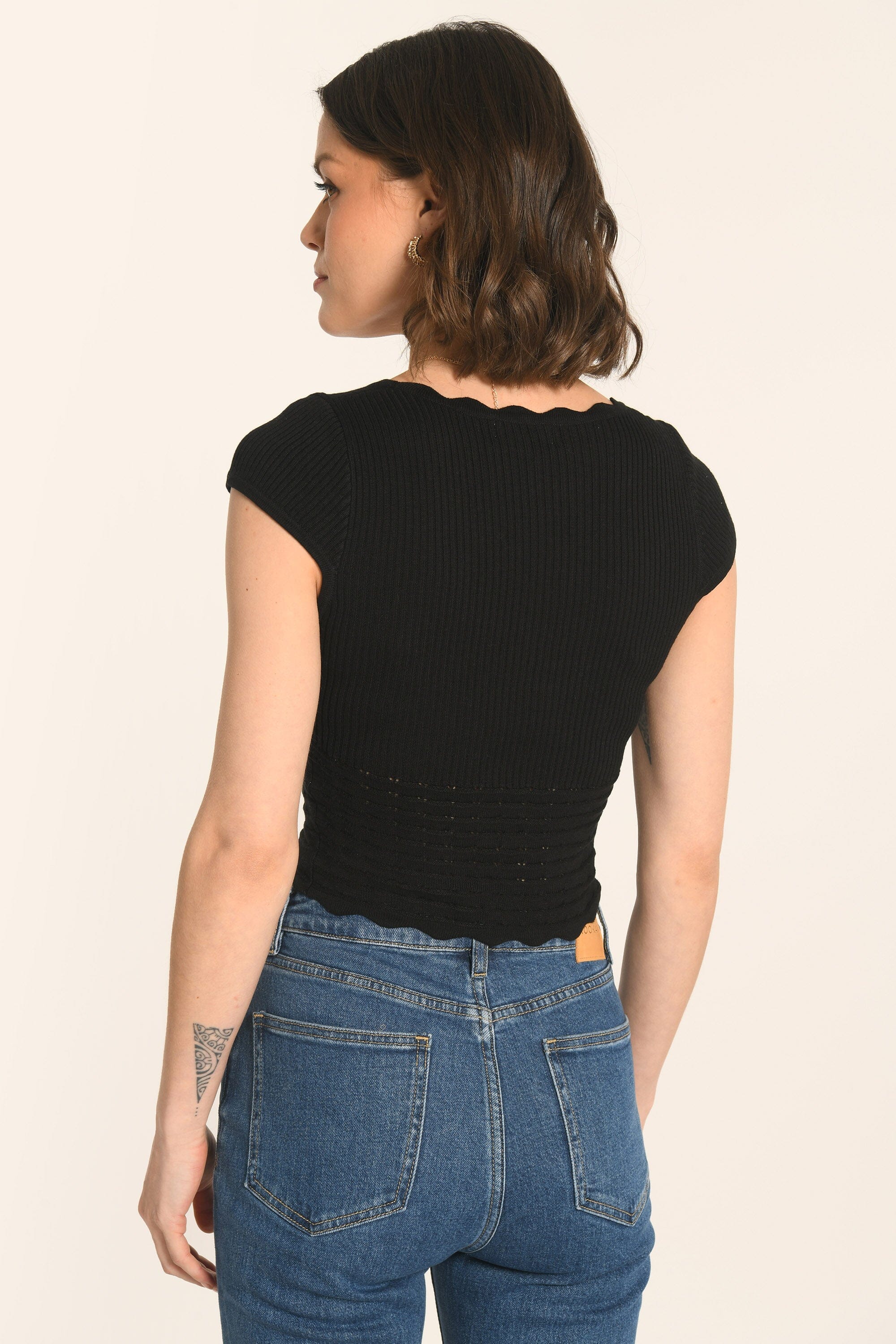 PULL MANCHES COURTES - NOIR - AVA PULL KOOKAI Mode Kookai