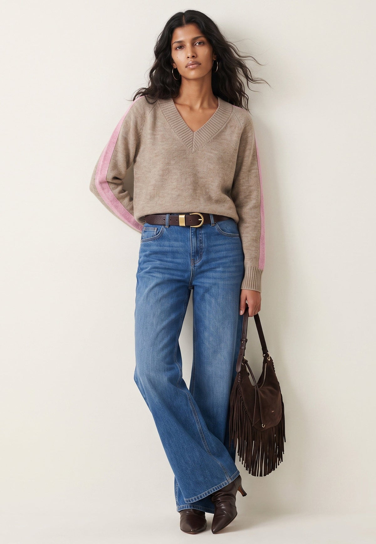 PULL MANCHES RAYEES - DARI - BEIGE/ROSE PULL NEW KOOKAI Mode Kookai