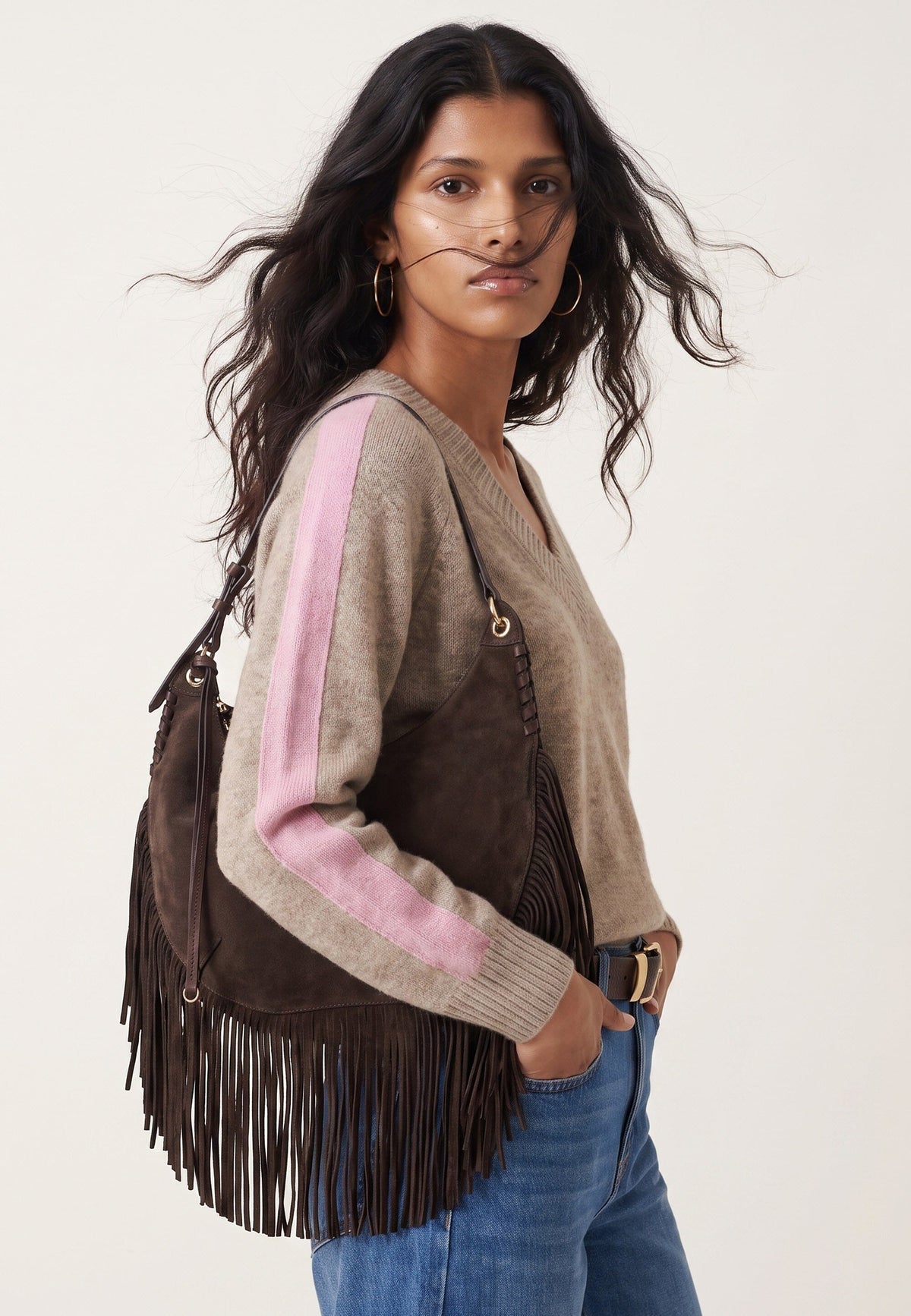 PULL MANCHES RAYEES - DARI - BEIGE/ROSE PULL NEW KOOKAI Mode Kookai