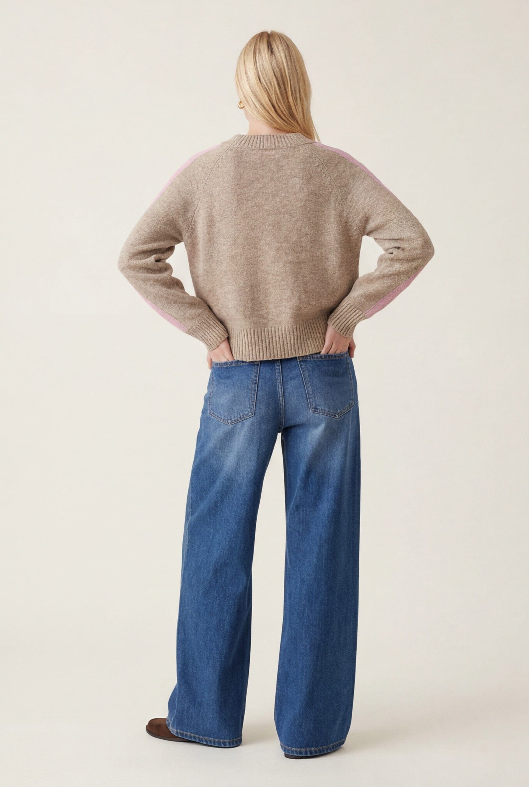 PULL MANCHES RAYEES - DARI - BEIGE/ROSE PULL NEW KOOKAI Mode Kookai