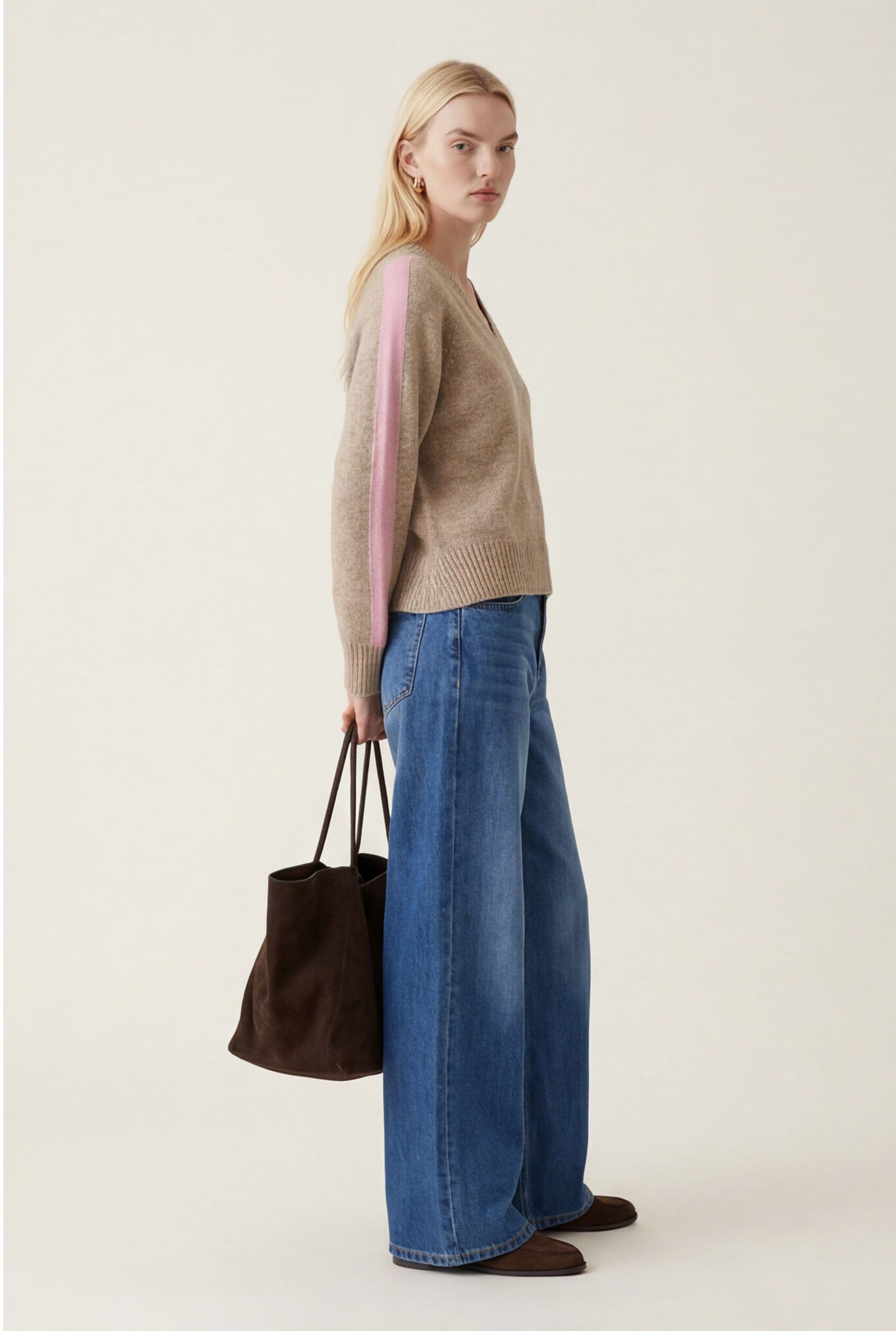 PULL MANCHES RAYEES - DARI - BEIGE/ROSE PULL NEW KOOKAI Mode Kookai