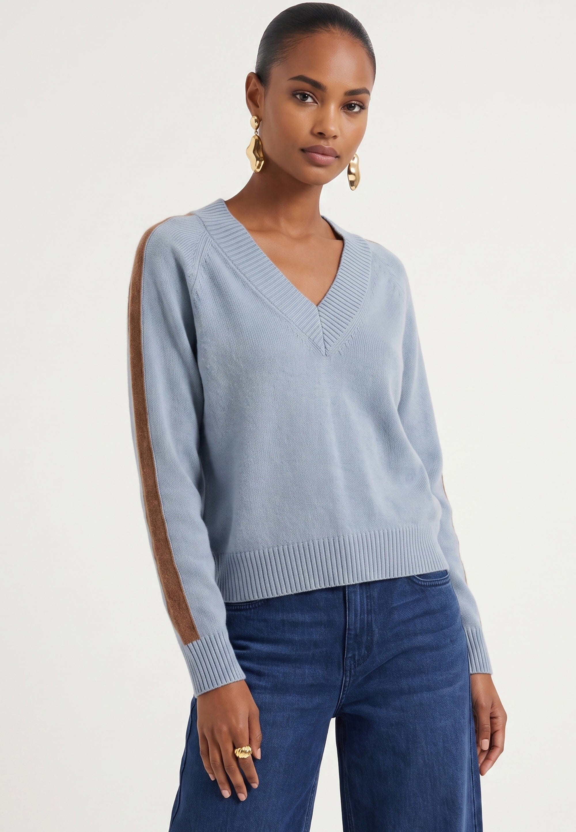 PULL MANCHES RAYEES - DARI - CIEL/CAMEL PULL NEW KOOKAI Mode Kookai