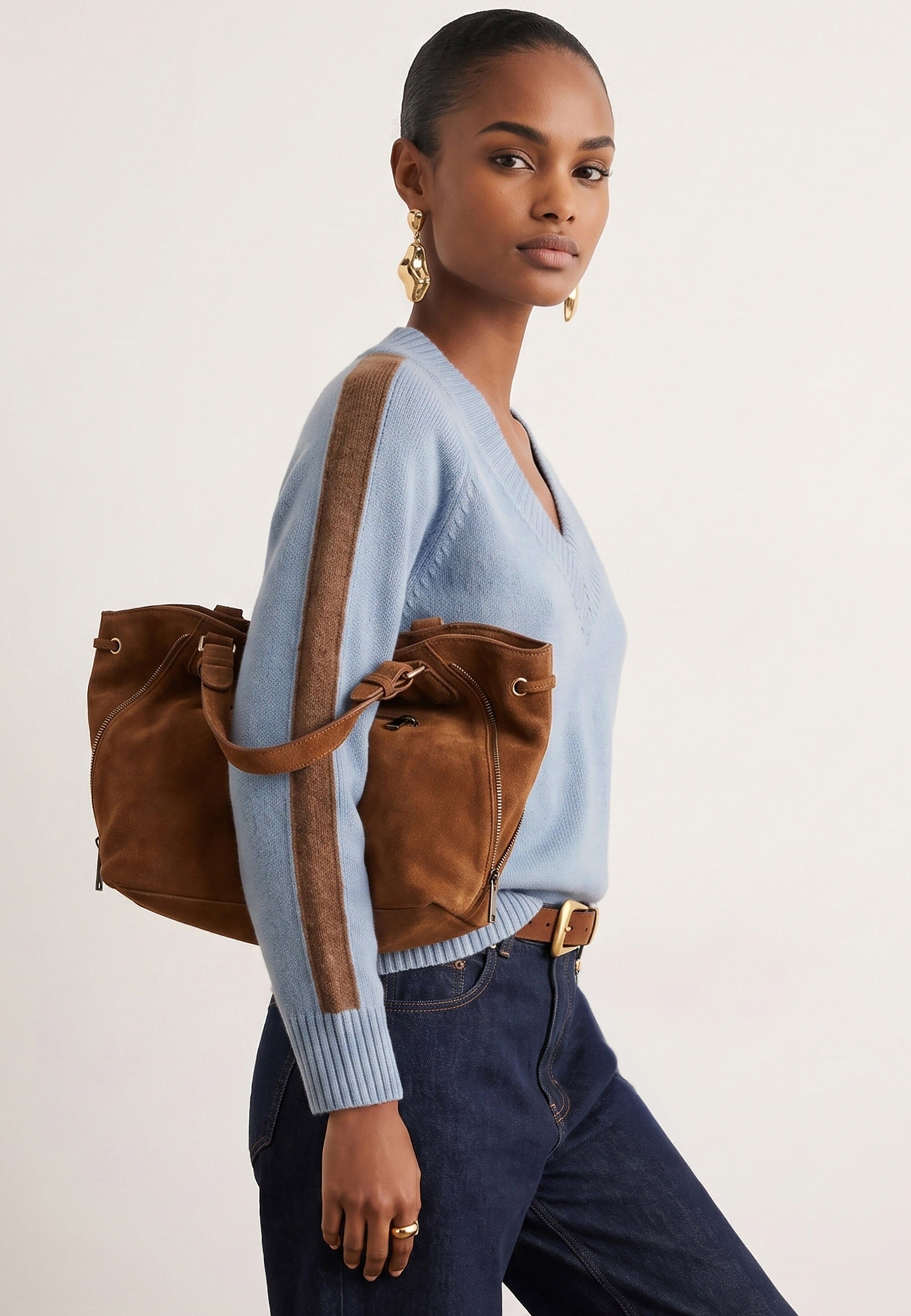PULL MANCHES RAYEES - DARI - CIEL/CAMEL PULL NEW KOOKAI Mode Kookai
