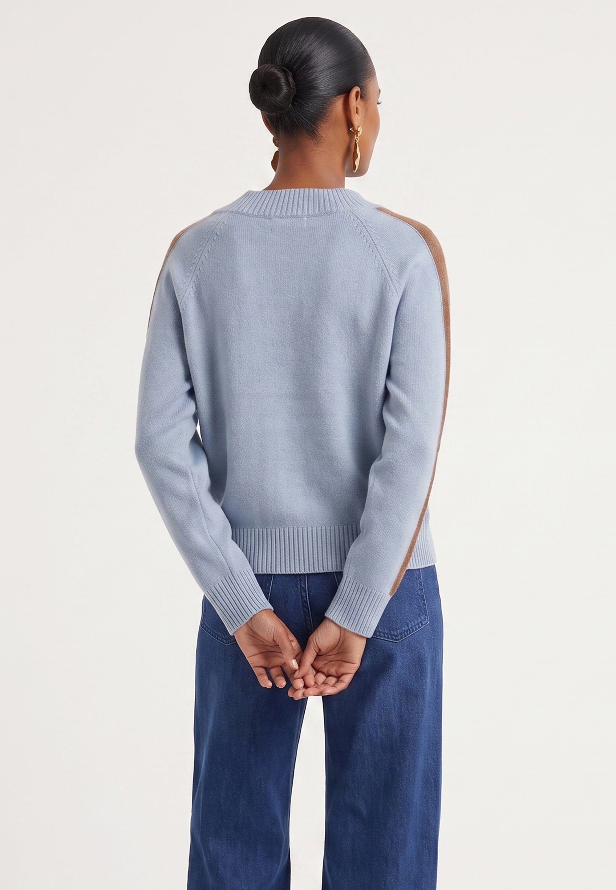 PULL MANCHES RAYEES - DARI - CIEL/CAMEL PULL NEW KOOKAI Mode Kookai