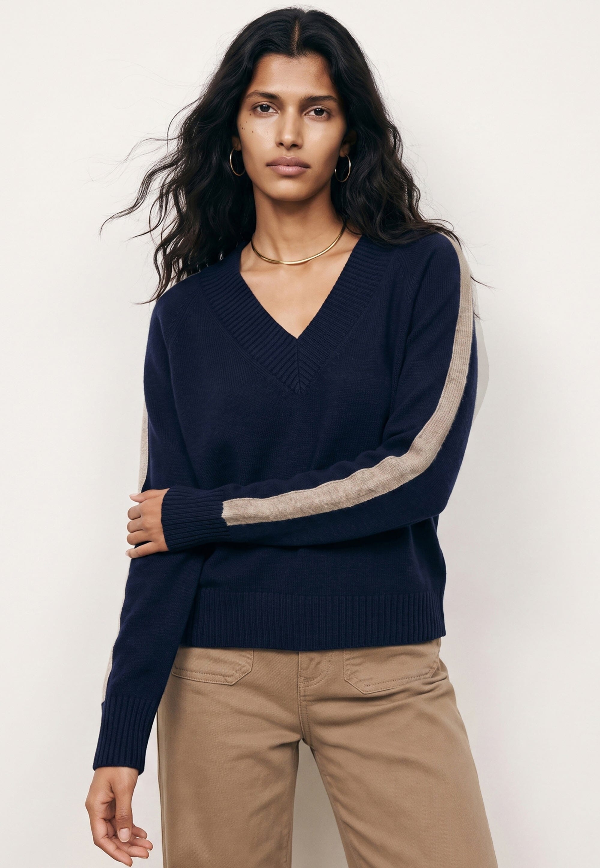 PULL MANCHES RAYEES - DARI - MARINE/BEIGE PULL NEW KOOKAI Mode Kookai
