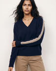 PULL MANCHES RAYEES - DARI - MARINE/BEIGE PULL NEW KOOKAI Mode Kookai