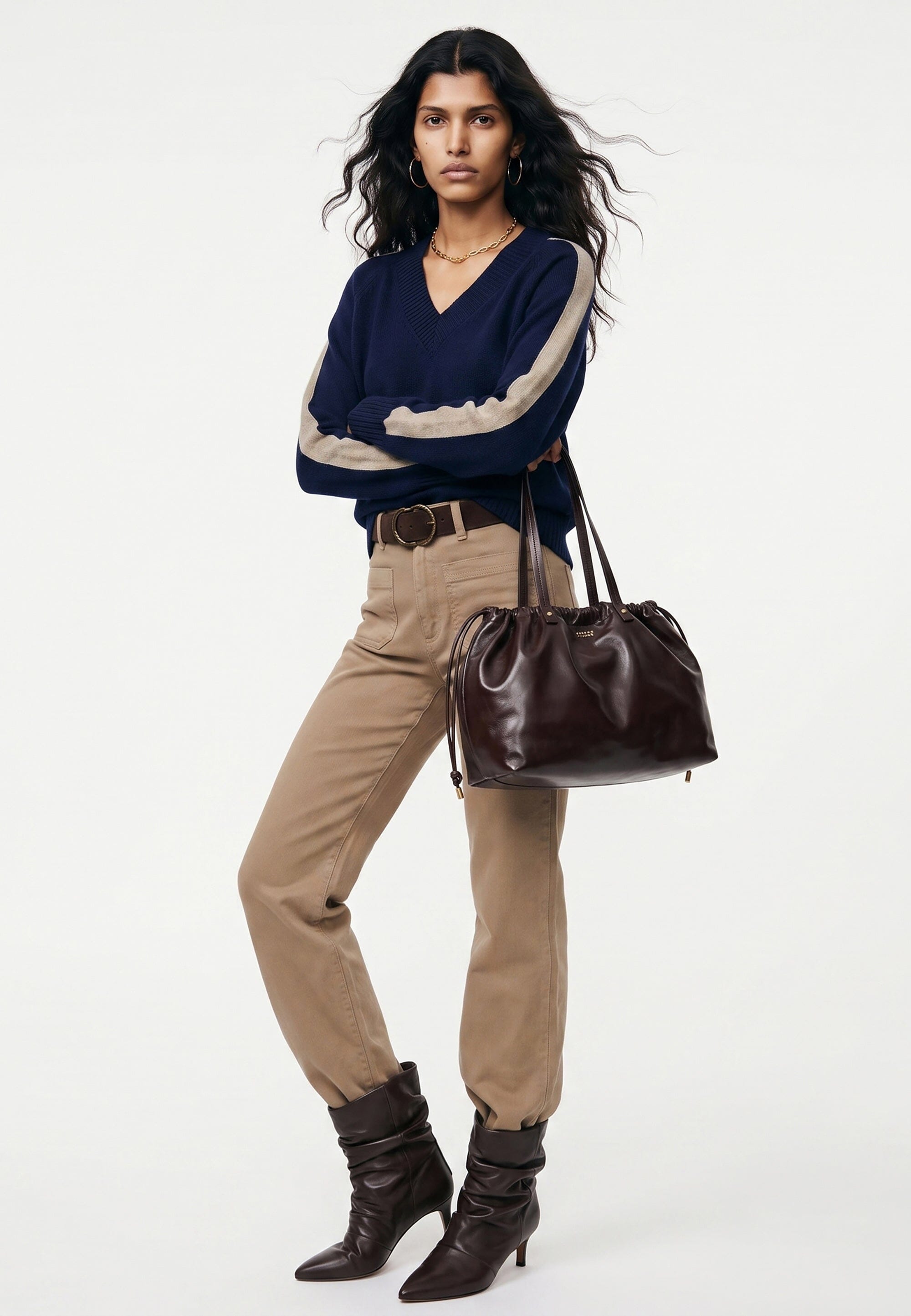 PULL MANCHES RAYEES - DARI - MARINE/BEIGE PULL NEW KOOKAI Mode Kookai