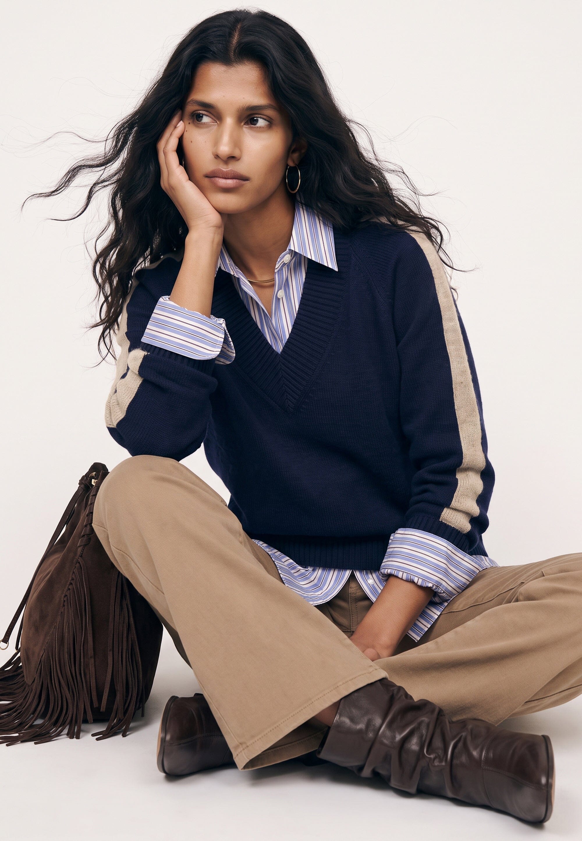 PULL MANCHES RAYEES - DARI - MARINE/BEIGE PULL NEW KOOKAI Mode Kookai