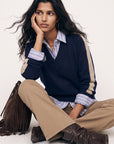 PULL MANCHES RAYEES - DARI - MARINE/BEIGE PULL NEW KOOKAI Mode Kookai