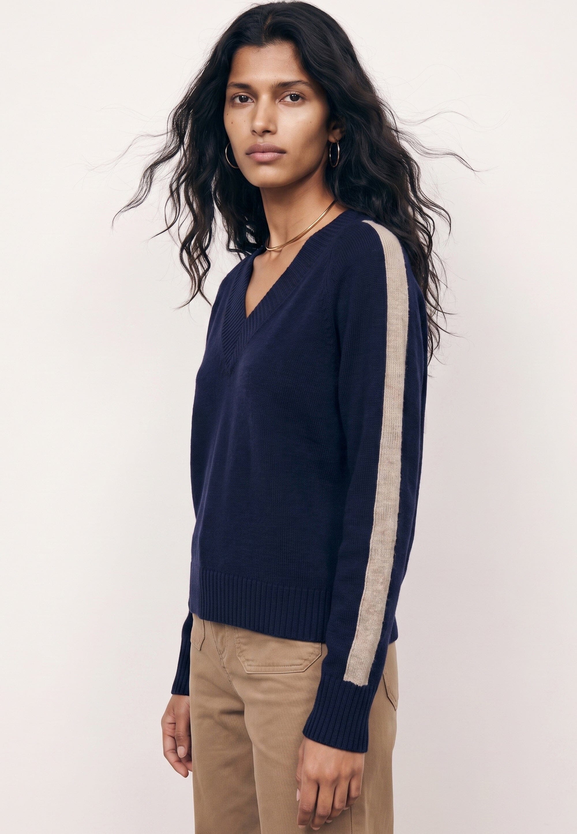 PULL MANCHES RAYEES - DARI - MARINE/BEIGE PULL NEW KOOKAI Mode Kookai