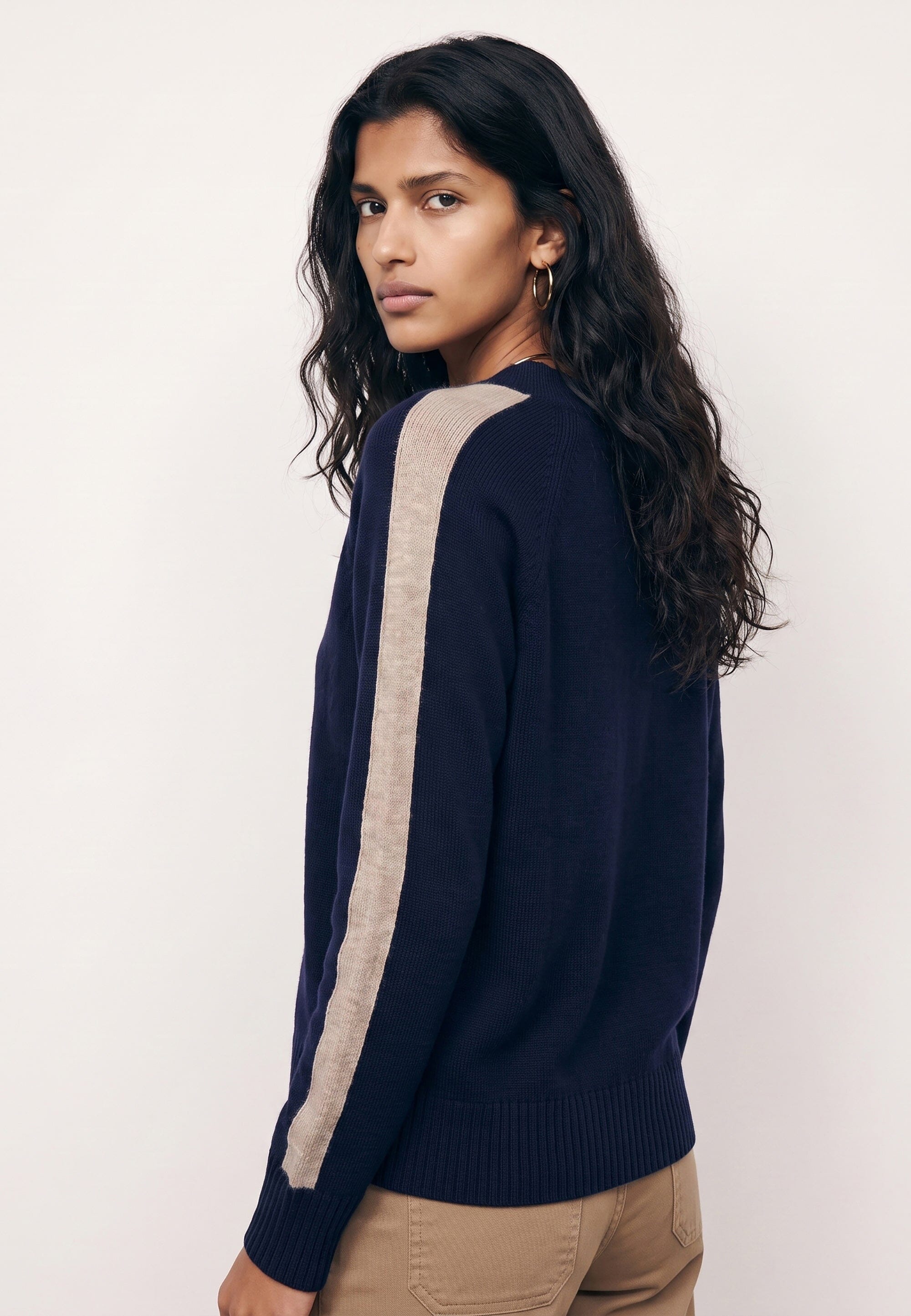 PULL MANCHES RAYEES - DARI - MARINE/BEIGE PULL NEW KOOKAI Mode Kookai