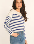 PULL MARINIÈRE COL BATEAU - BLANC/NAVY - AURE PULL KOOKAI Mode Kookai