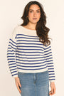 PULL MARINIÈRE COL BATEAU - BLANC/NAVY - AURE PULL KOOKAI Mode Kookai