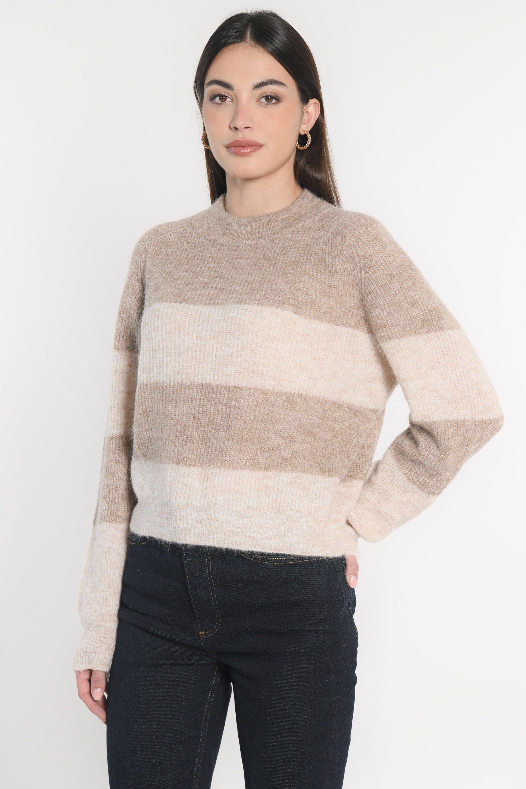 PULL RAYÉ COLETTE BROWN/BEIGE CHINÉ PULL KOOKAI Mode Kookai