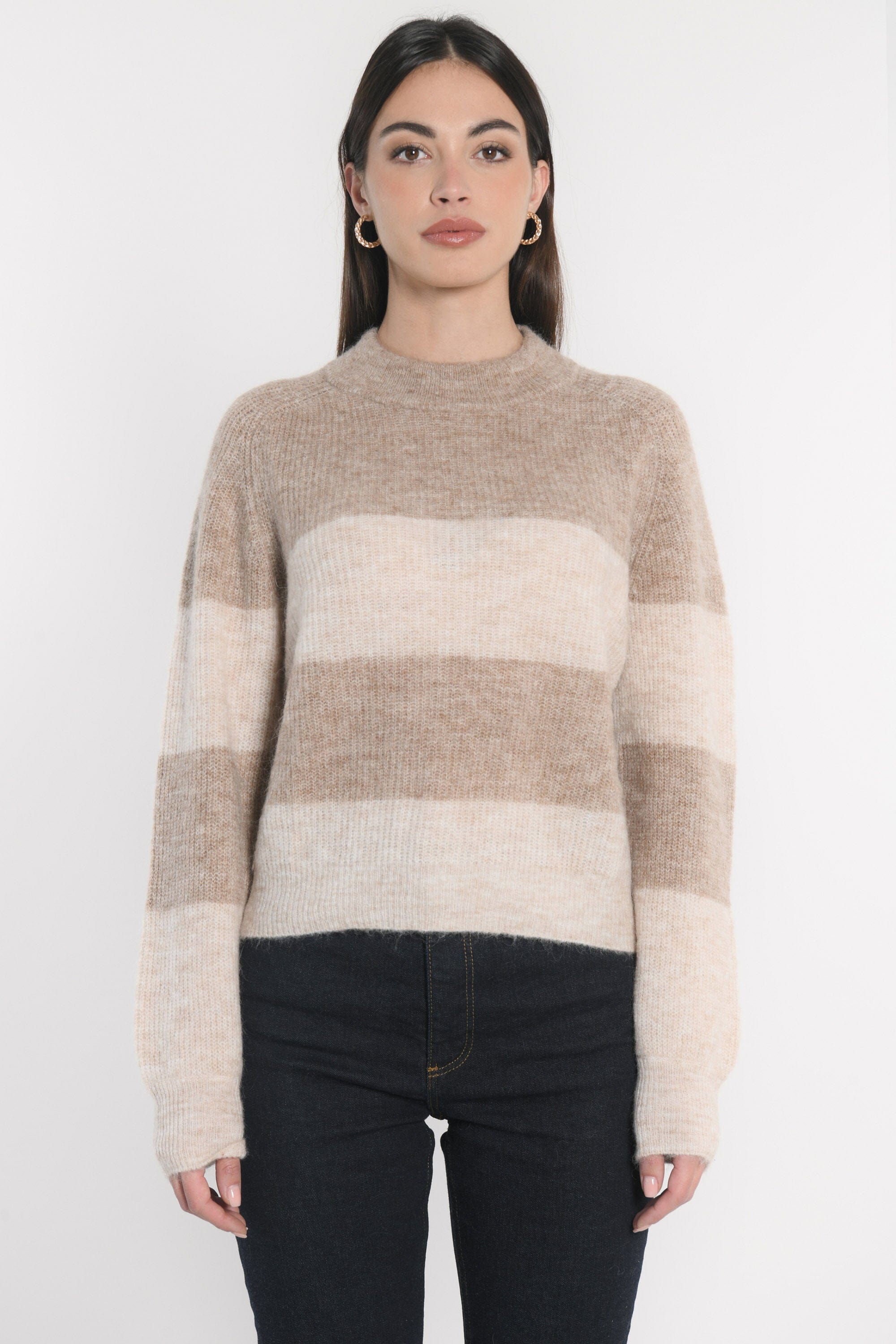 PULL RAYÉ COLETTE BROWN/BEIGE CHINÉ PULL KOOKAI Mode Kookai