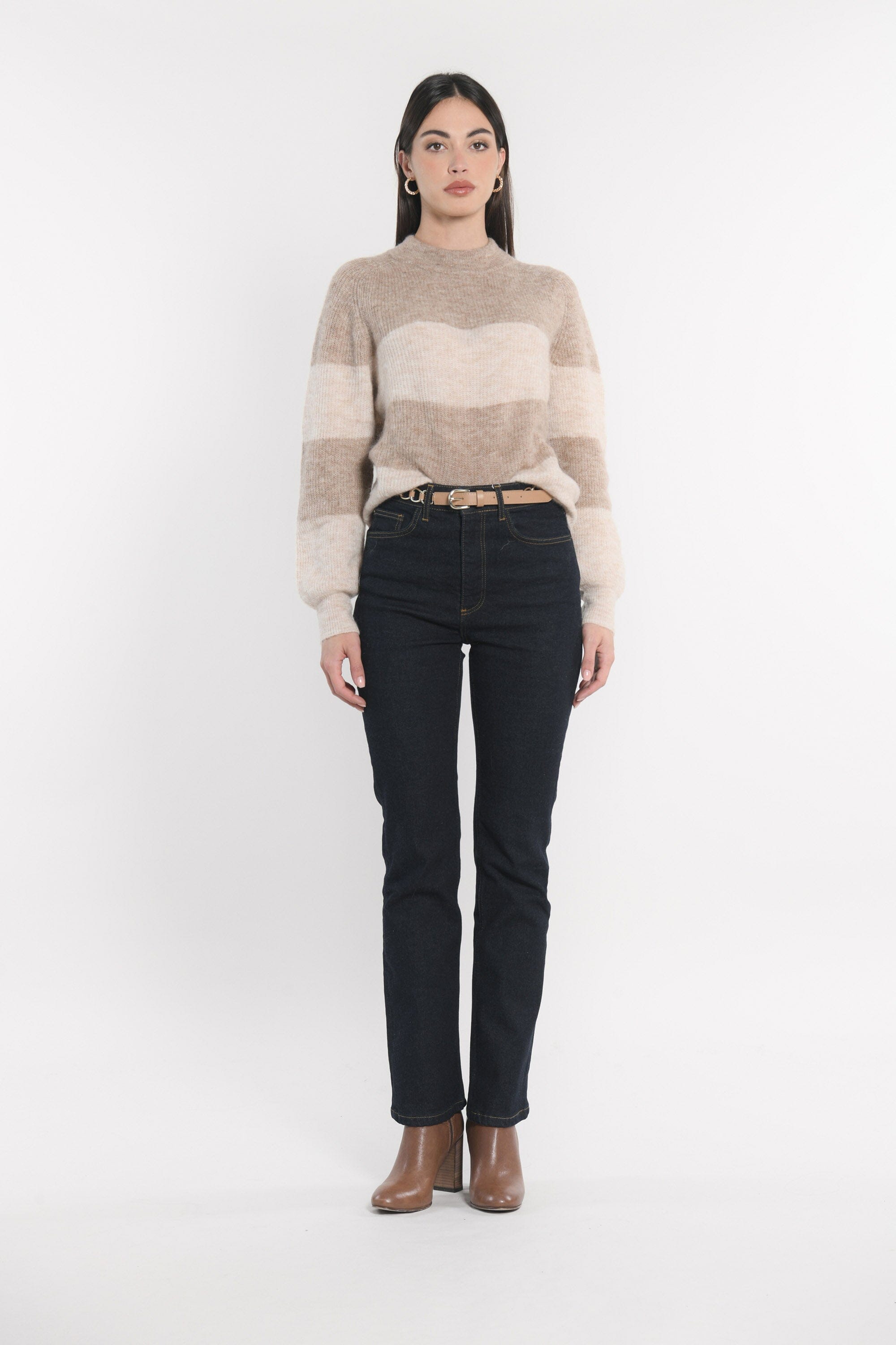 PULL RAYÉ COLETTE BROWN/BEIGE CHINÉ PULL KOOKAI Mode Kookai