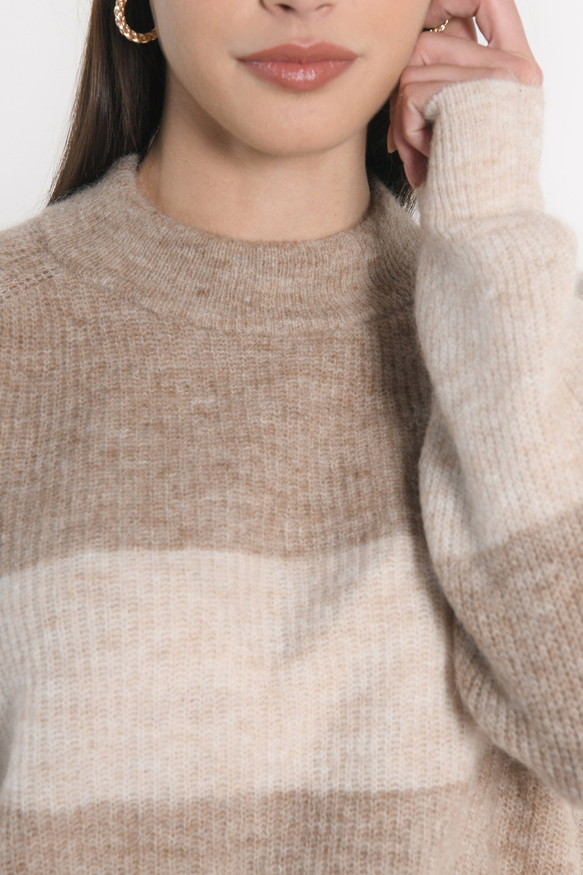 PULL RAYÉ COLETTE BROWN/BEIGE CHINÉ PULL KOOKAI Mode Kookai