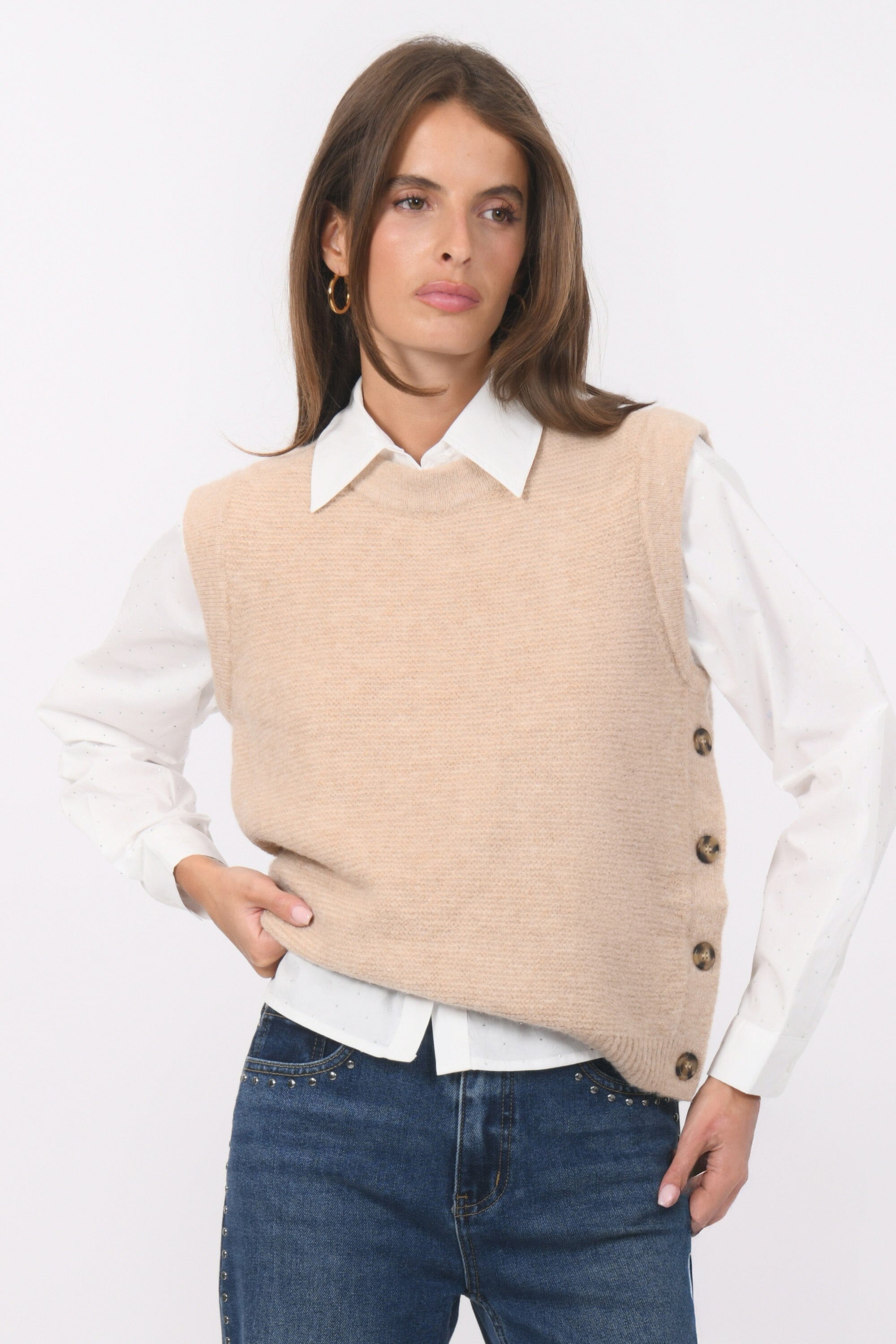 PULL SANS MANCHE - BAMBI - CAMEL PULL NEW KOOKAI Mode Kookai