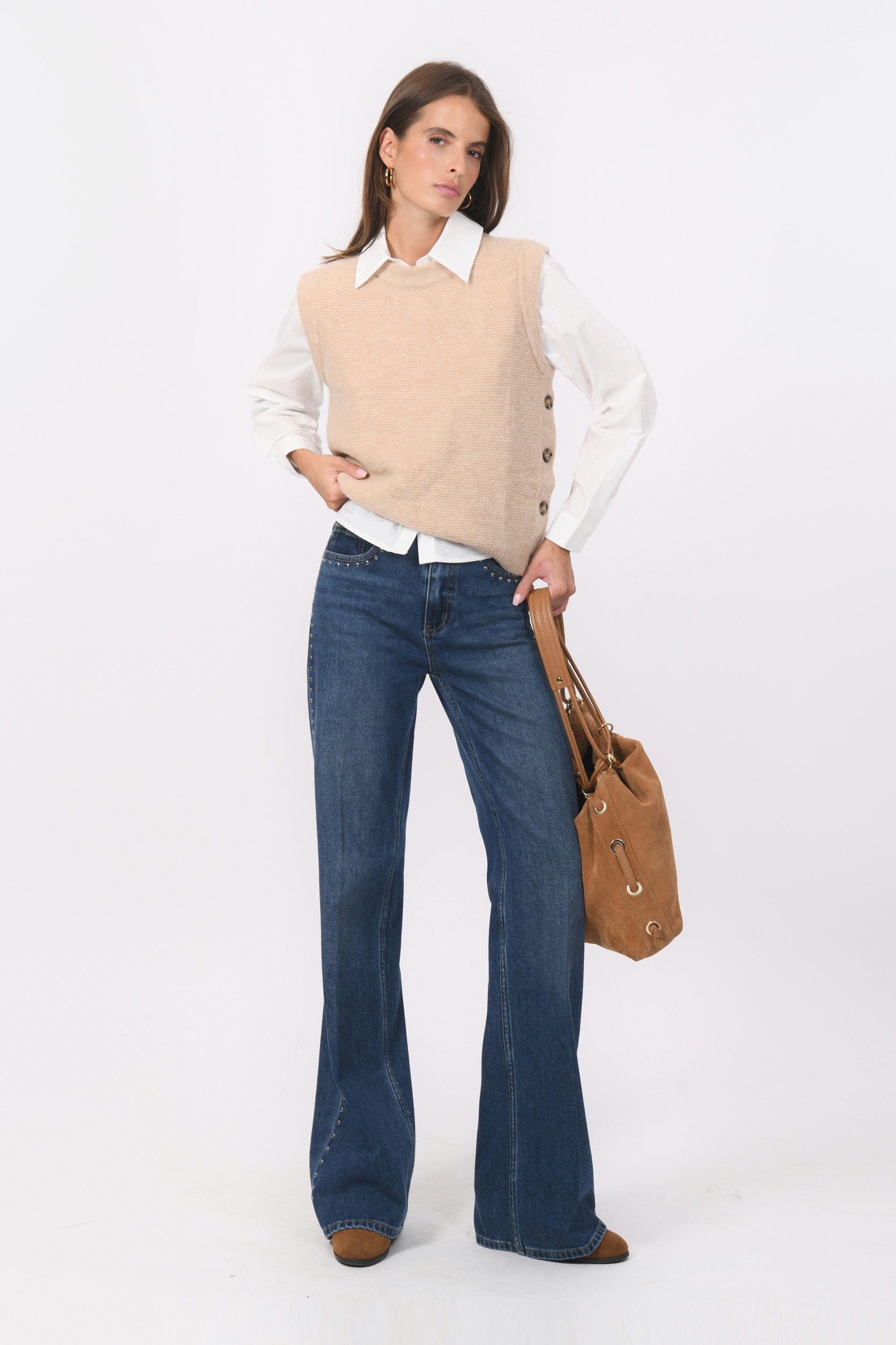 PULL SANS MANCHE - BAMBI - CAMEL PULL NEW KOOKAI Mode Kookai
