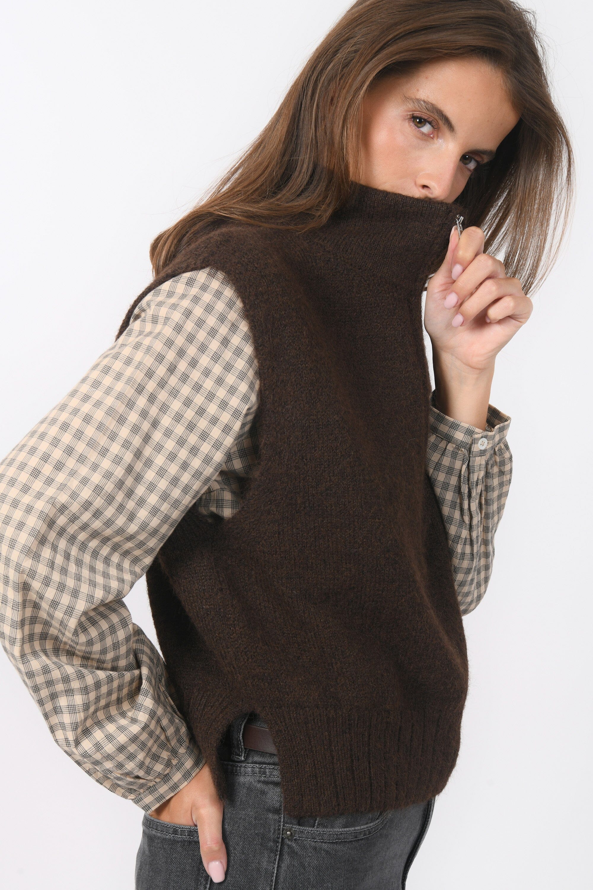 PULL SANS MANCHE - BIANCA - CHOCOLAT PULL NEW KOOKAI Mode Kookai