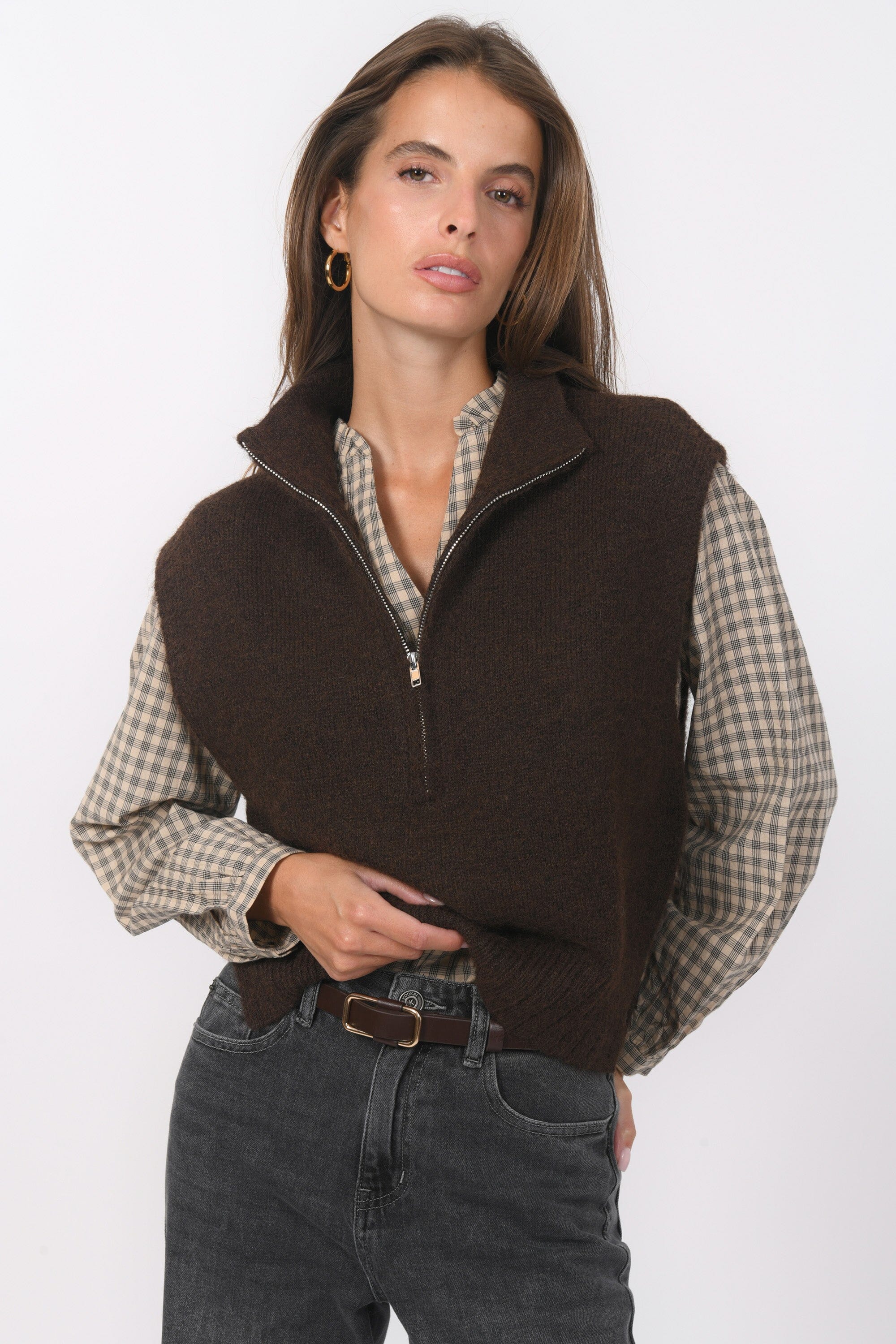 PULL SANS MANCHE - BIANCA - CHOCOLAT PULL NEW KOOKAI Mode Kookai