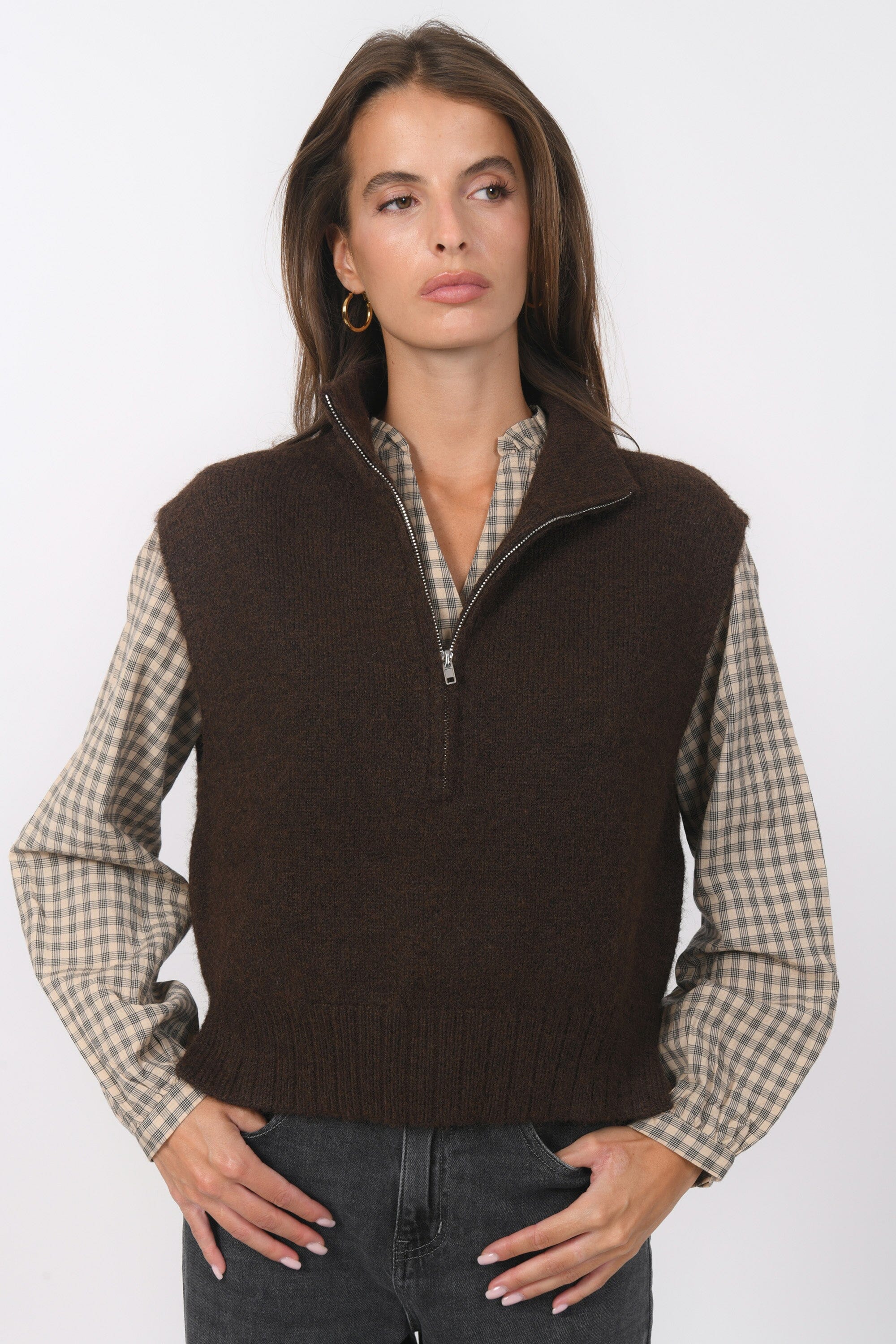 PULL SANS MANCHE - BIANCA - CHOCOLAT PULL NEW KOOKAI Mode Kookai