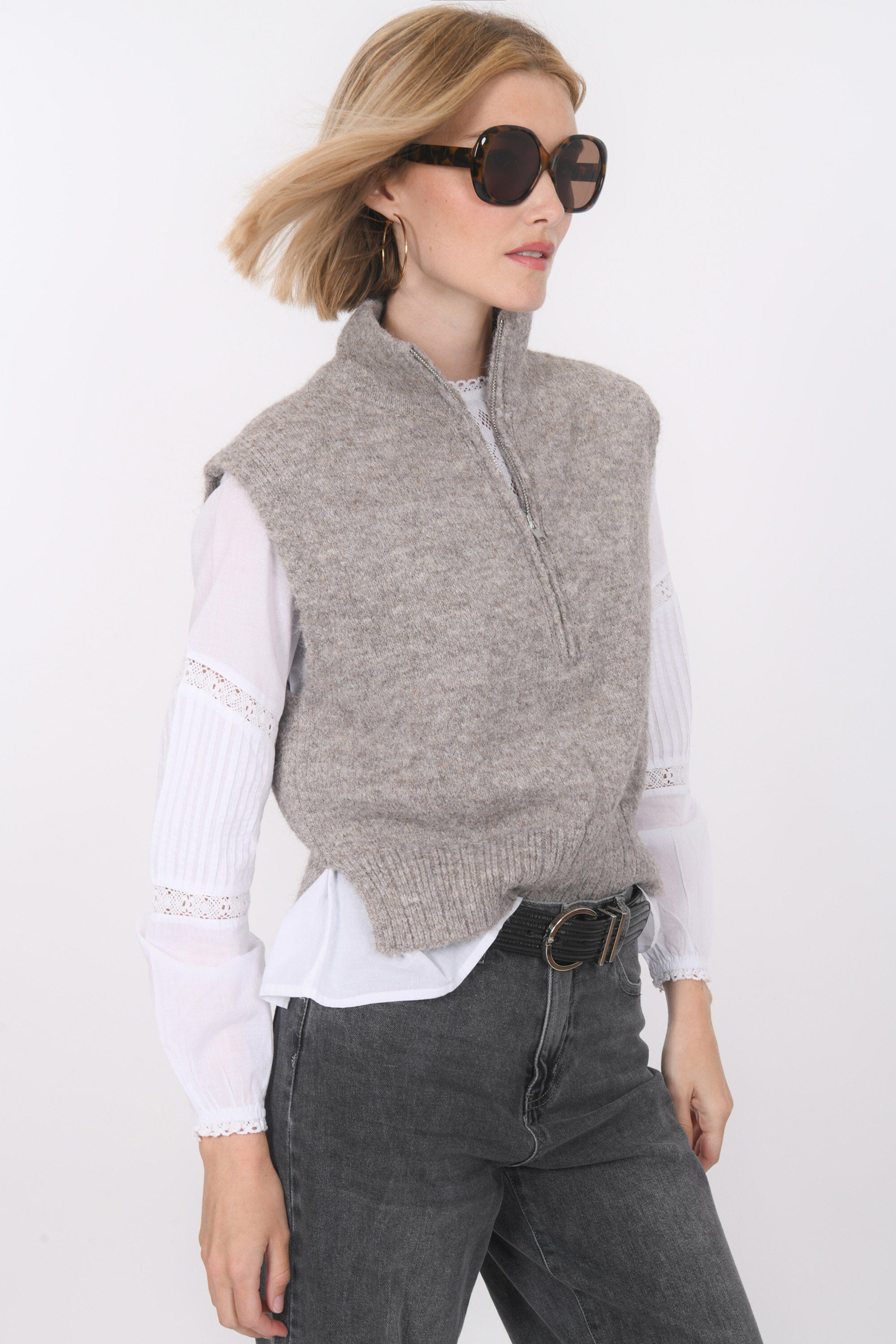 PULL SANS MANCHE - BIANCA - TAUPE PULL NEW KOOKAI Mode Kookai