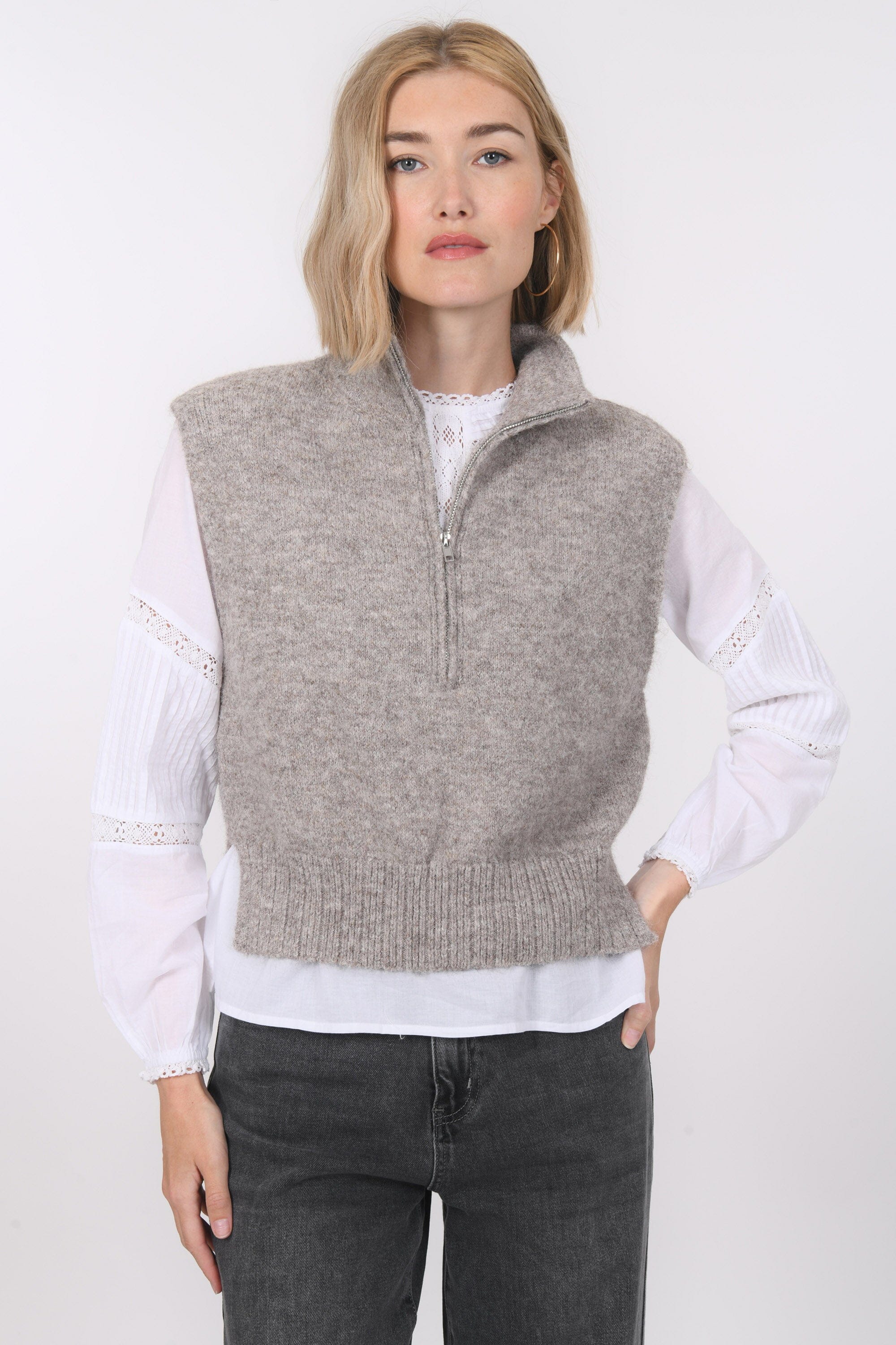 PULL SANS MANCHE - BIANCA - TAUPE PULL NEW KOOKAI Mode Kookai