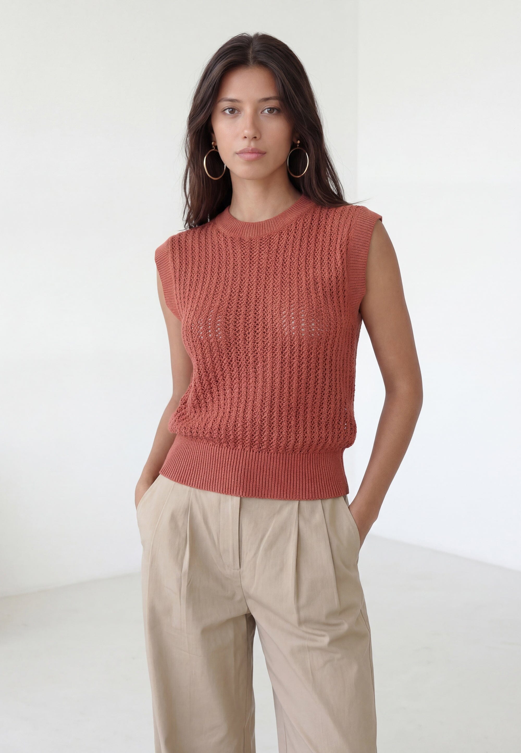 PULL SANS MANCHE - CLOVIS - TERRACOTTA PULL NEW KOOKAI Mode Kookai