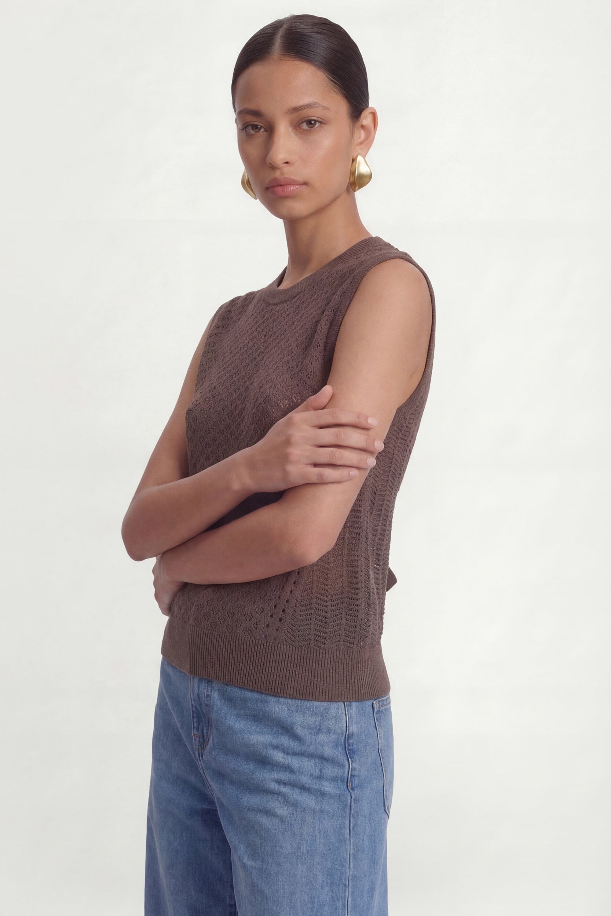 PULL SANS MANCHE - CYRA - CHOCOLAT PULL NEW KOOKAI Mode Kookai