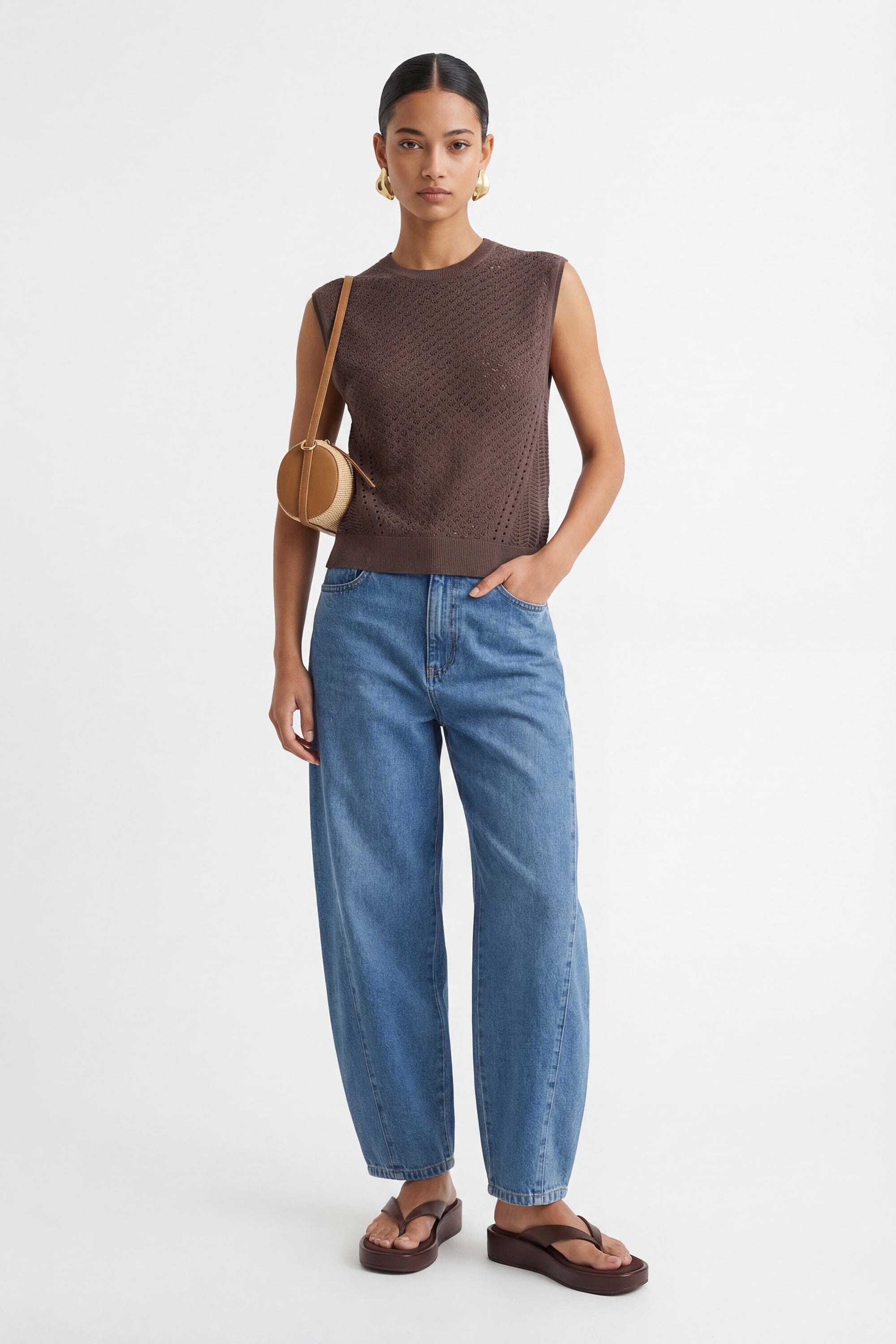 PULL SANS MANCHE - CYRA - CHOCOLAT PULL NEW KOOKAI Mode Kookai