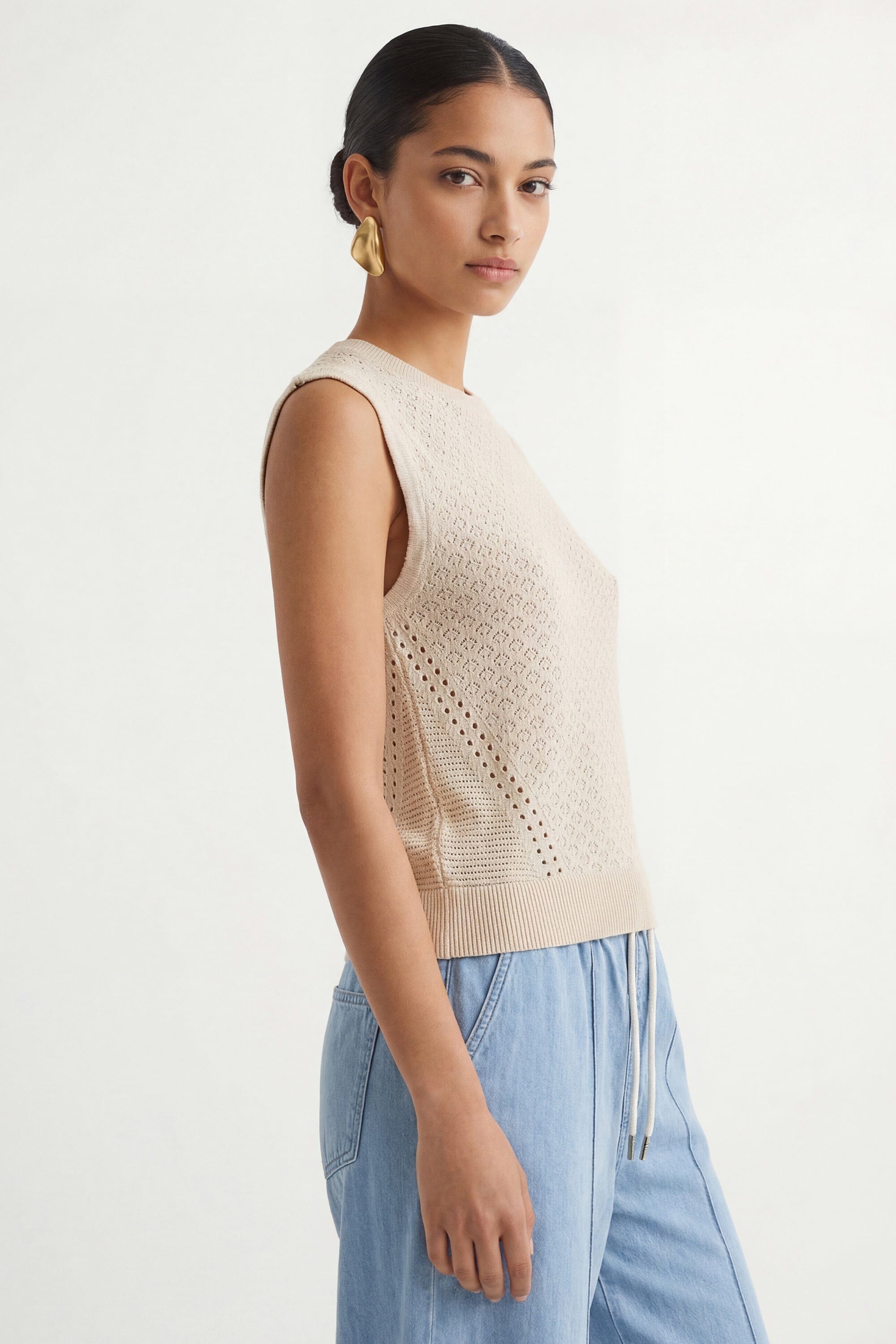 PULL SANS MANCHE - CYRA - ECRU PULL NEW KOOKAI Mode Kookai