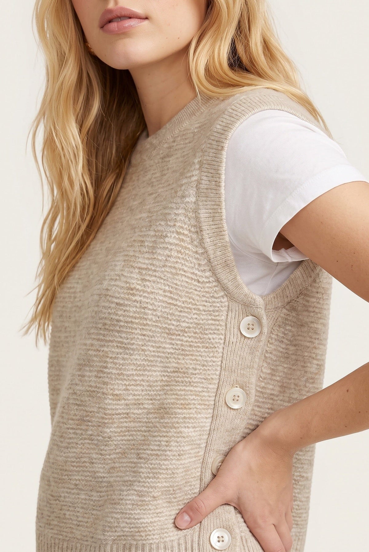 PULL SANS MANCHE - DAGNY - BEIGE PULL NEW KOOKAI Mode Kookai