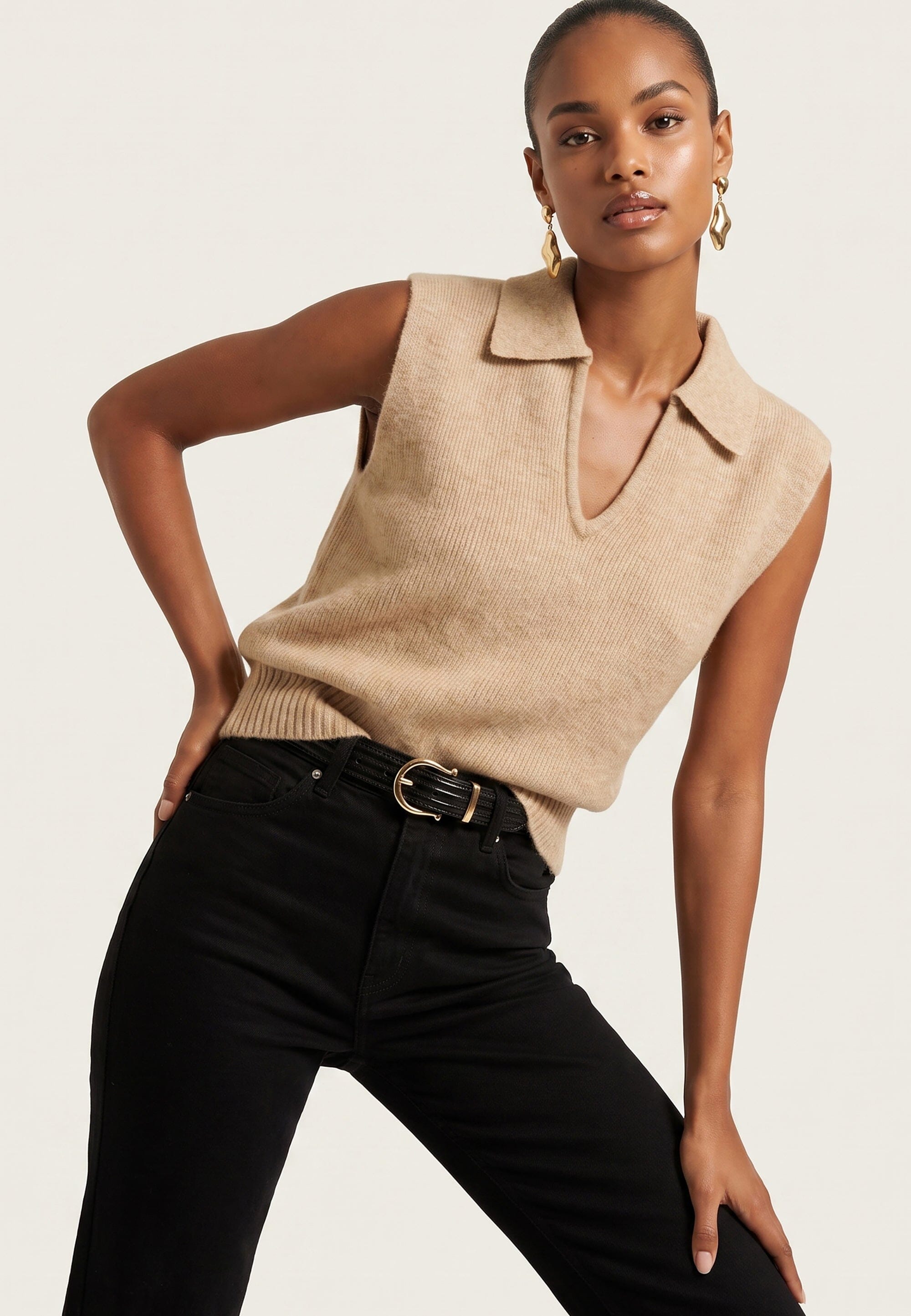 PULL SANS MANCHE - DIMA - BEIGE PULL NEW KOOKAI Mode Kookai